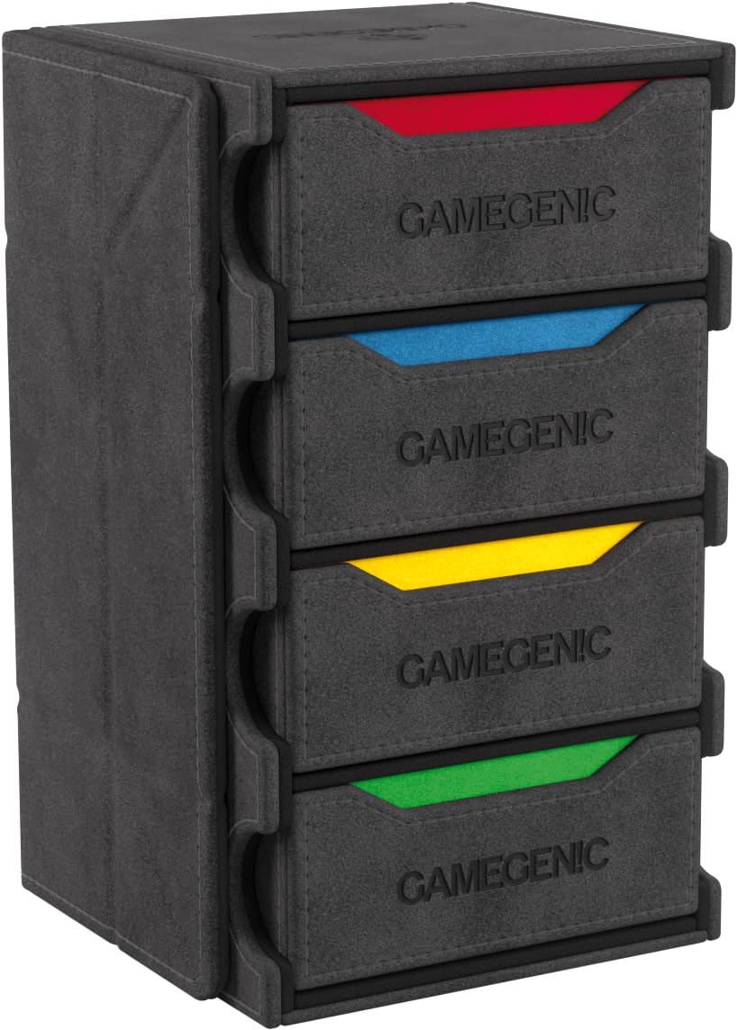 Gamegenic Tokens' Lair Premium All-in-One-Tokenbox mit integriertem Würfeltablett – Schwarz