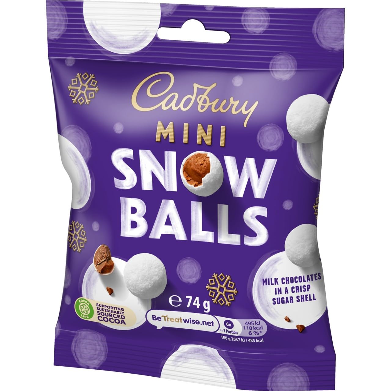 Cadbury Festive Mini Snow Balls Schokoladenbeutel, Zarte Milchschokolade