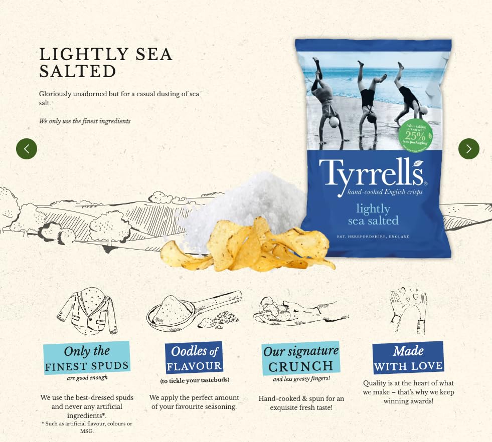 Tyrrells Leicht Meergesalzene, handgekochte Chips, 150 g