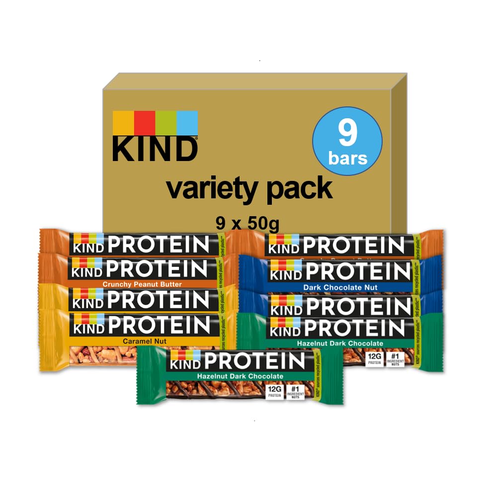 KIND Protein-Vielfaltspackung, glutenfrei, ballaststoffreich, ohne künstliche Farbstoffe, 9 Riegel