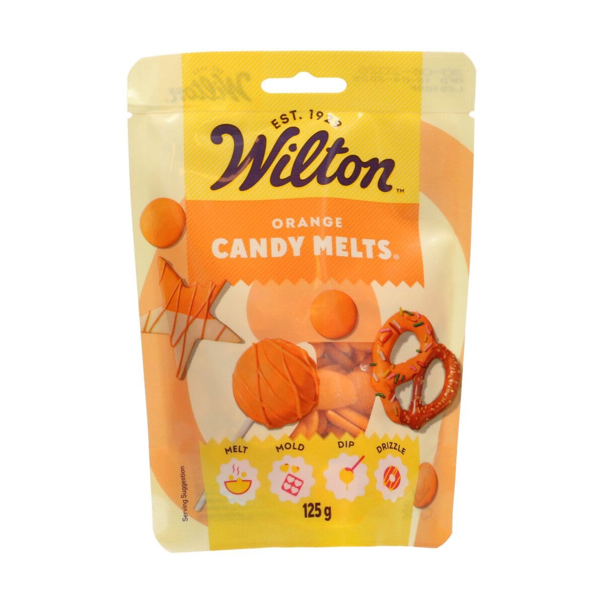 Wilton Candy Melts Orange – Schmelzbonbon mit süßem, cremigem Geschmack zum Formen, Eintauchen und Beträufeln