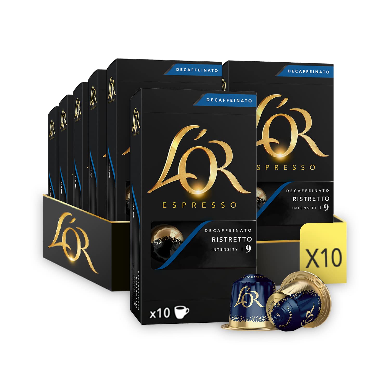 L'OR Espresso Ristretto Decaf Kaffeepads (Packung mit 100 Kapseln, Intensität 9)