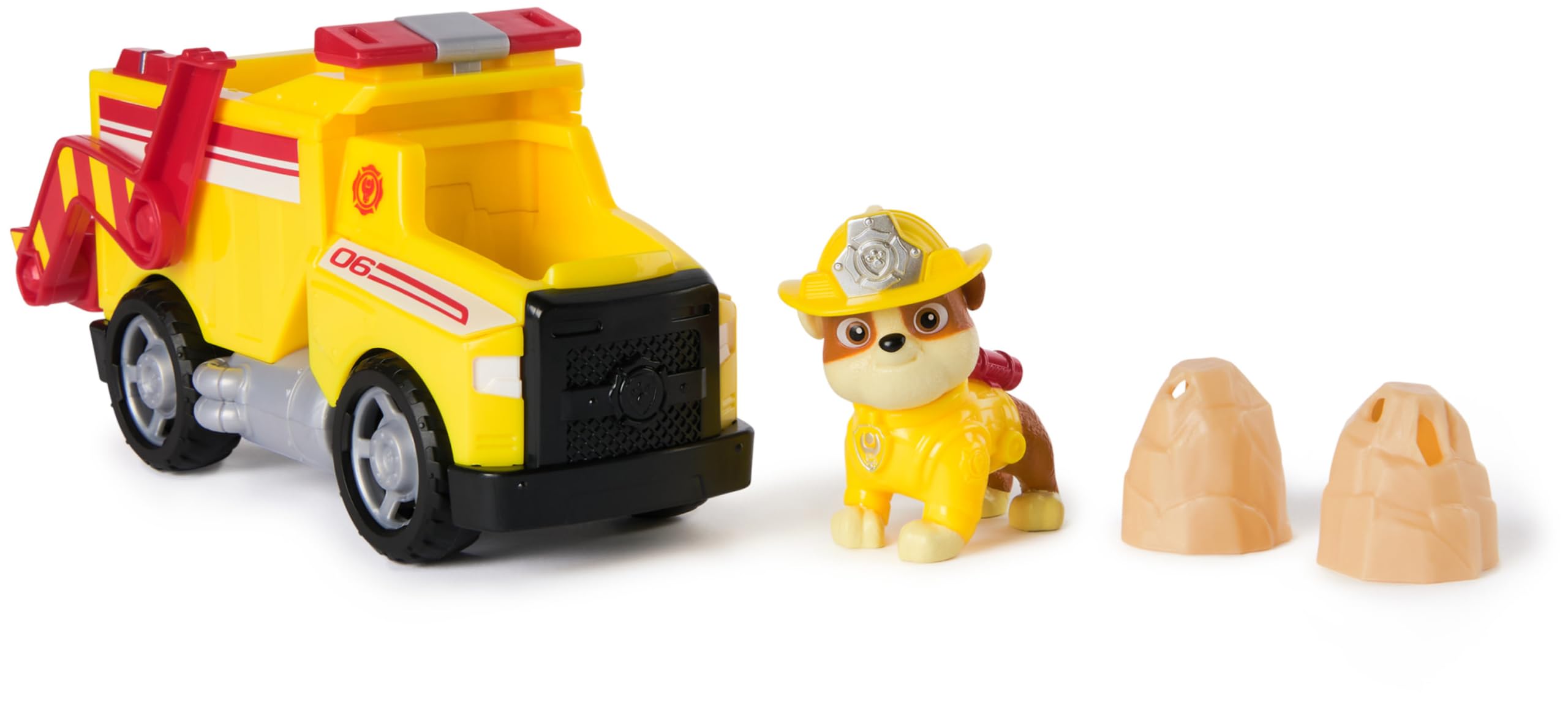 PAW Patrol Rubble Rescue Feuerwehr-Muldenkipper mit Actionfigur und Projektilen – Feuerwehr-Spielset für Kinder