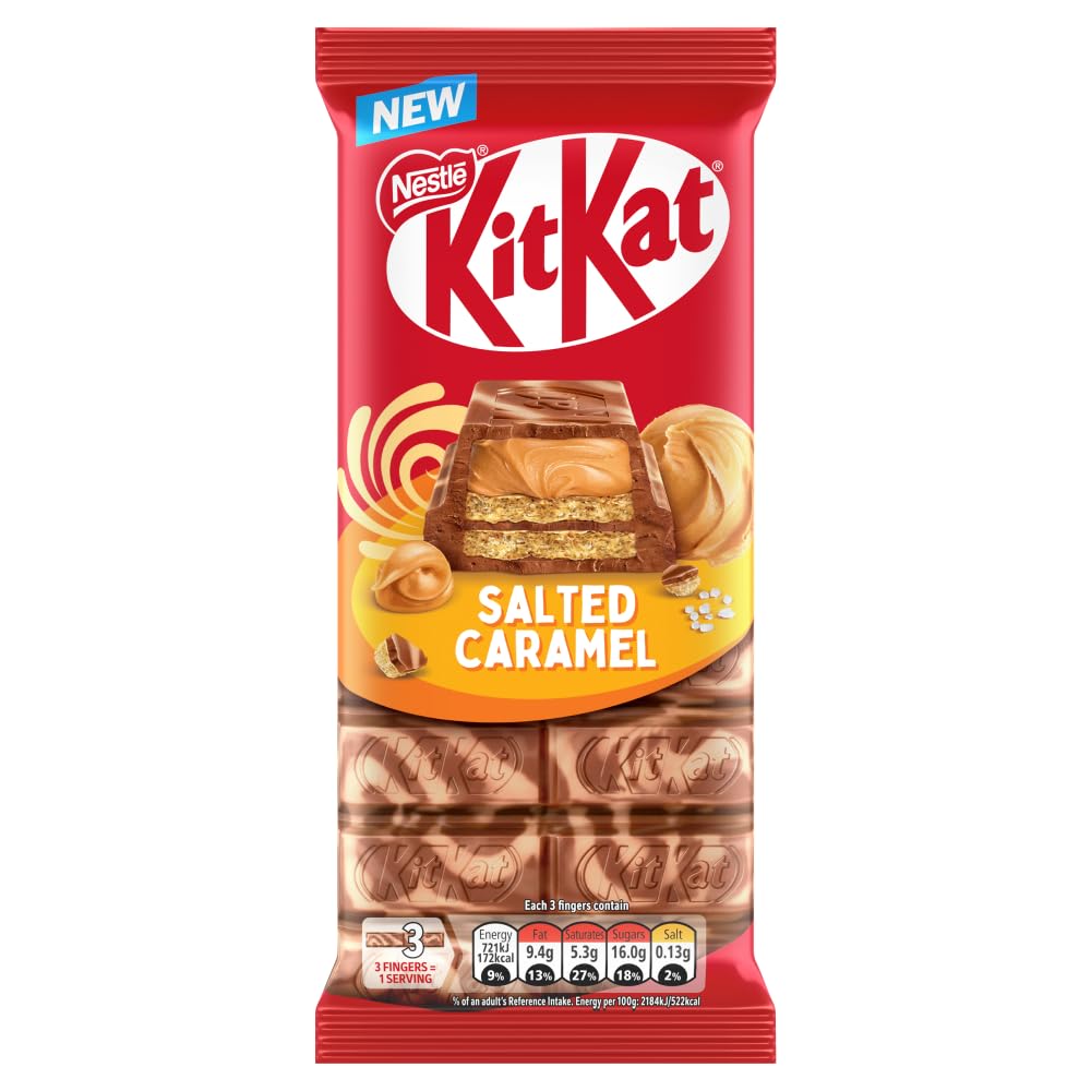 KitKat - Knusprige Waffeln mit gesalzenem Karamell und Milchschokolade zum Teilen, 99 g