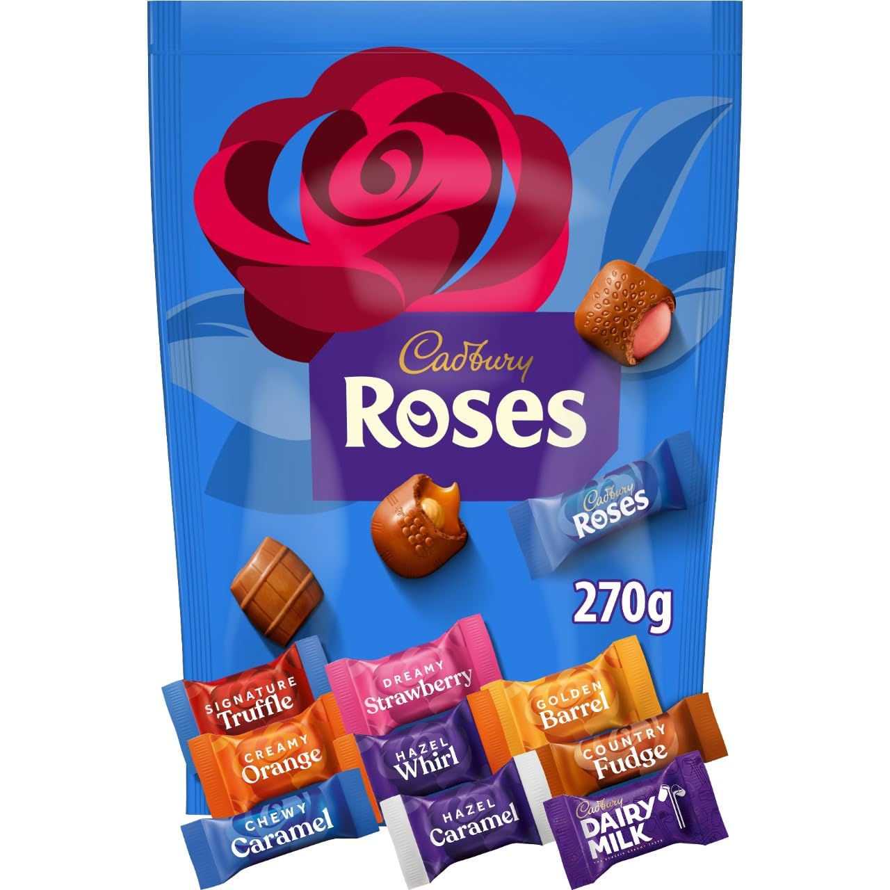 Cadbury Roses, verschiedene Miniatur-Schokoladenbeutel – 270 g