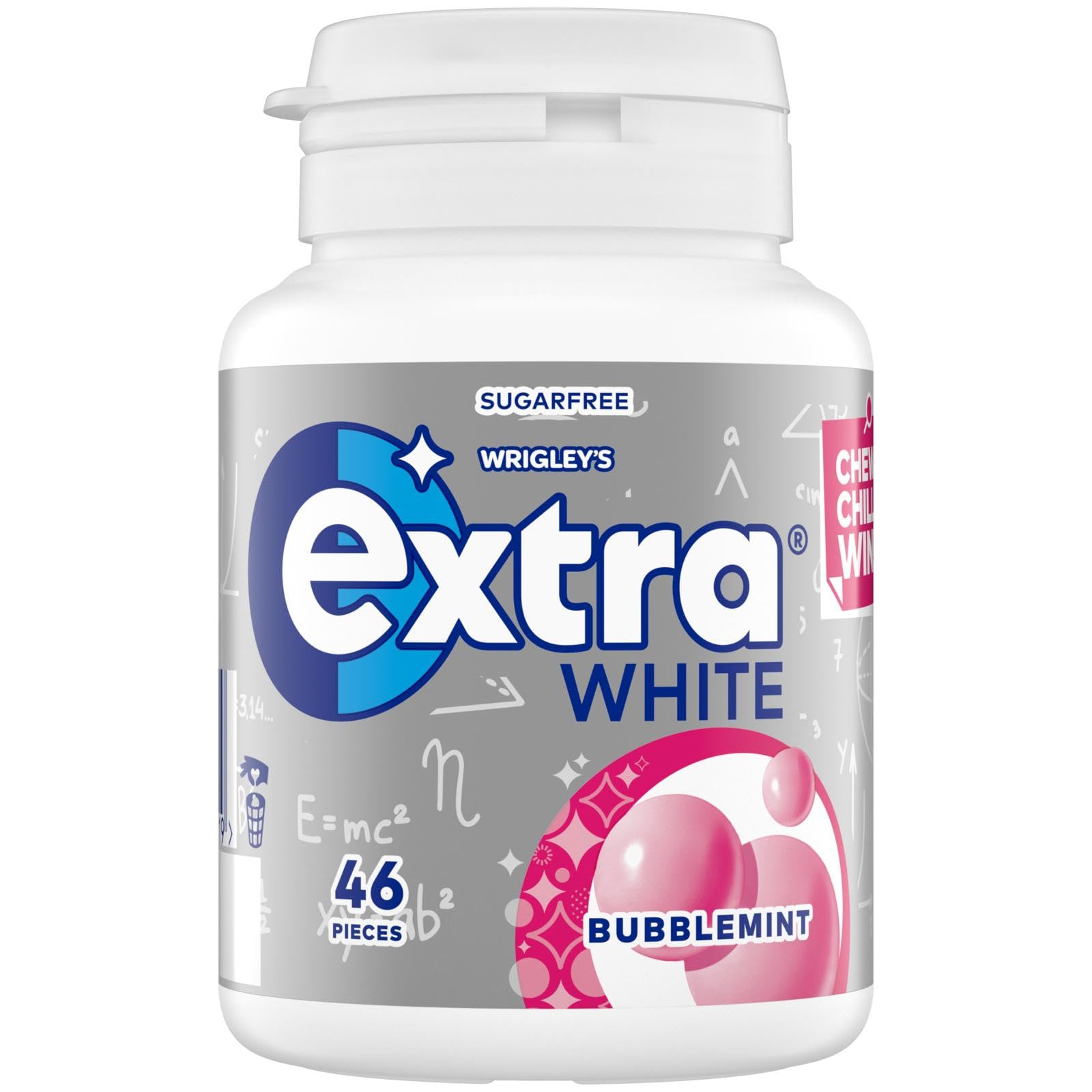 Extra - White Bubblemint Kaugummi (46 Stück, zuckerfrei mit Xylitol)