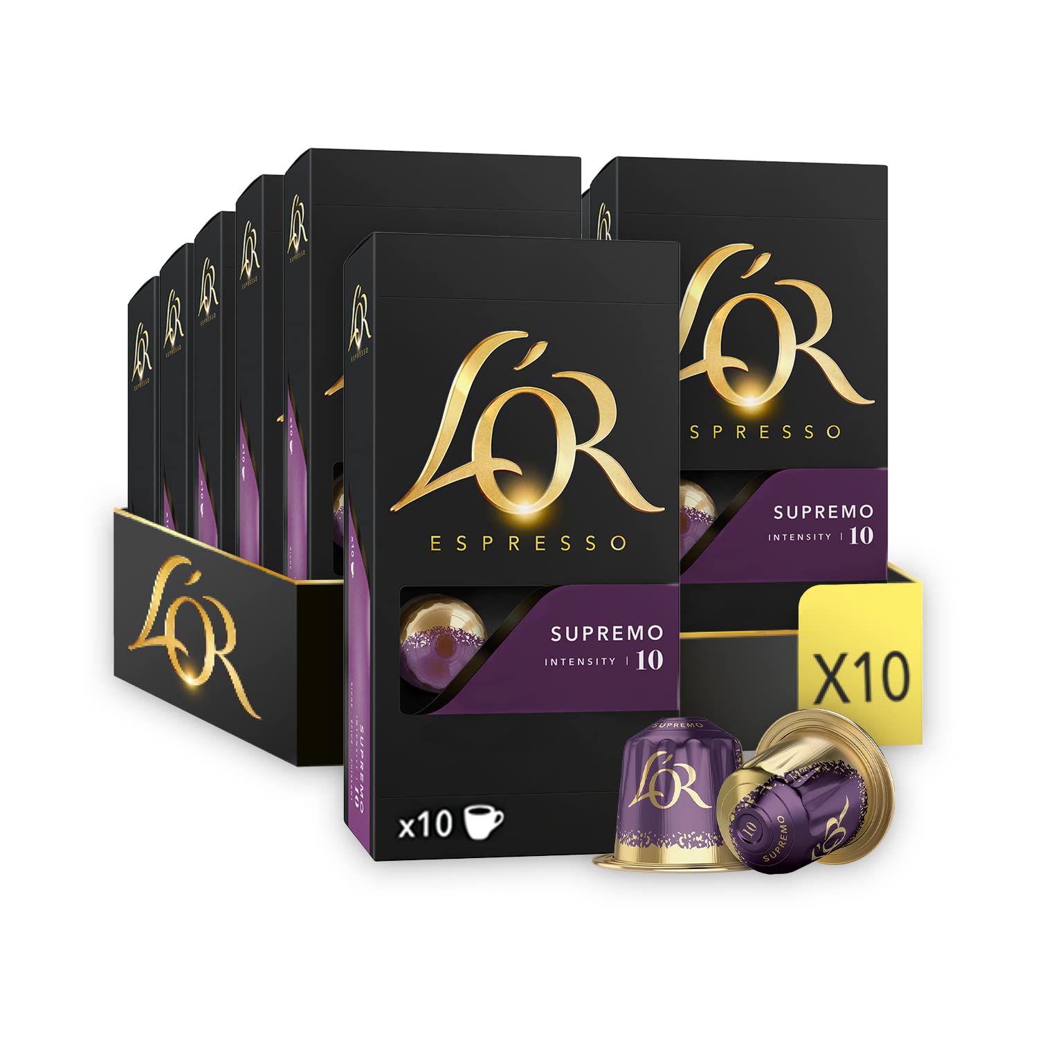 L'OR Espresso Supremo Intensität 10 – Nespresso-kompatible Kaffeekapseln (10er-Pack, 100 Kapseln)