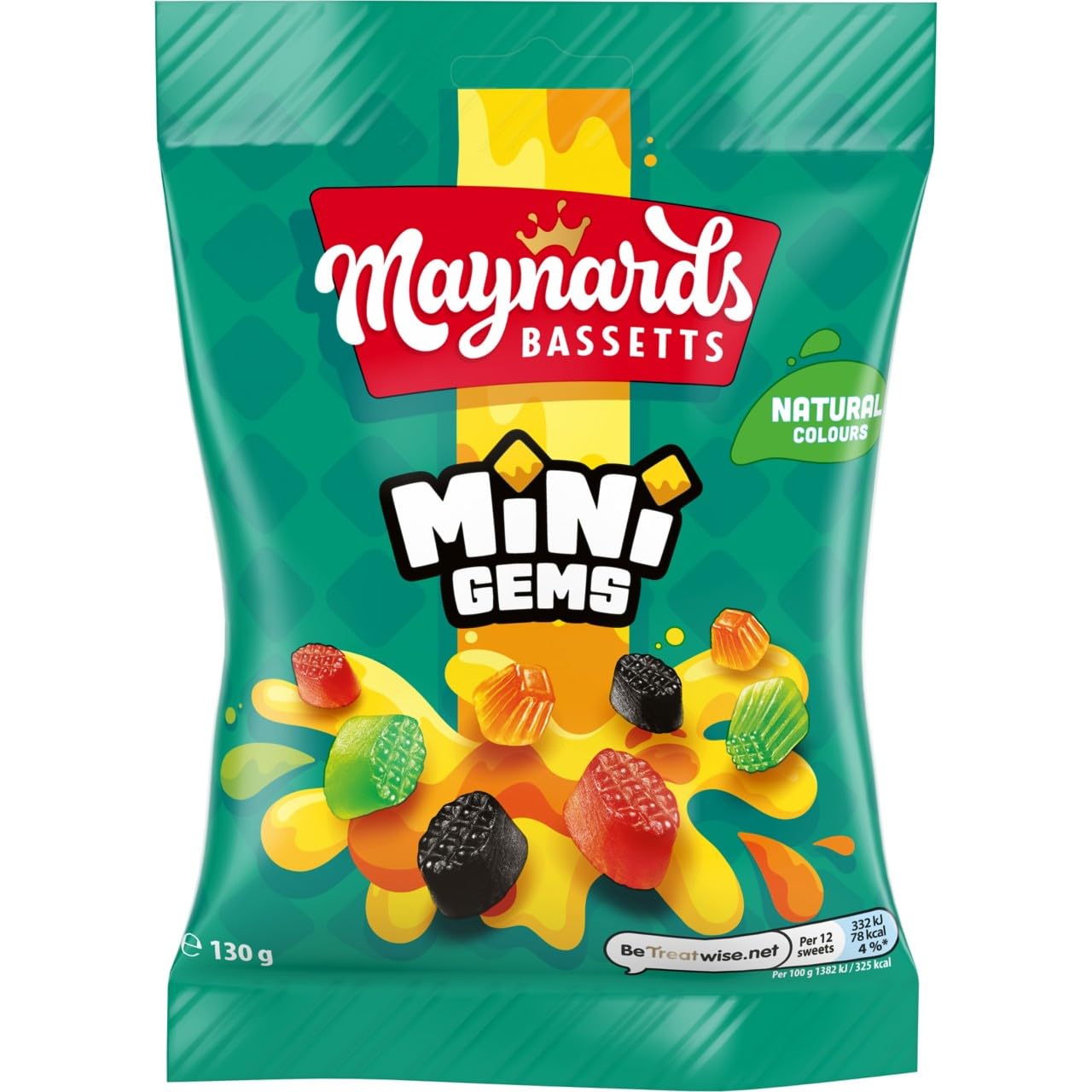 Maynards Bassetts Minigems, verschiedene Fruchtgummi-Süßigkeiten, 130 g, wiederverschließbarer Beutel