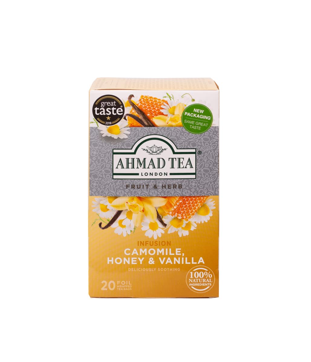 Ahmad Tea – Kräutertee mit Kamille, Honig und Vanille (20 Teebeutel)