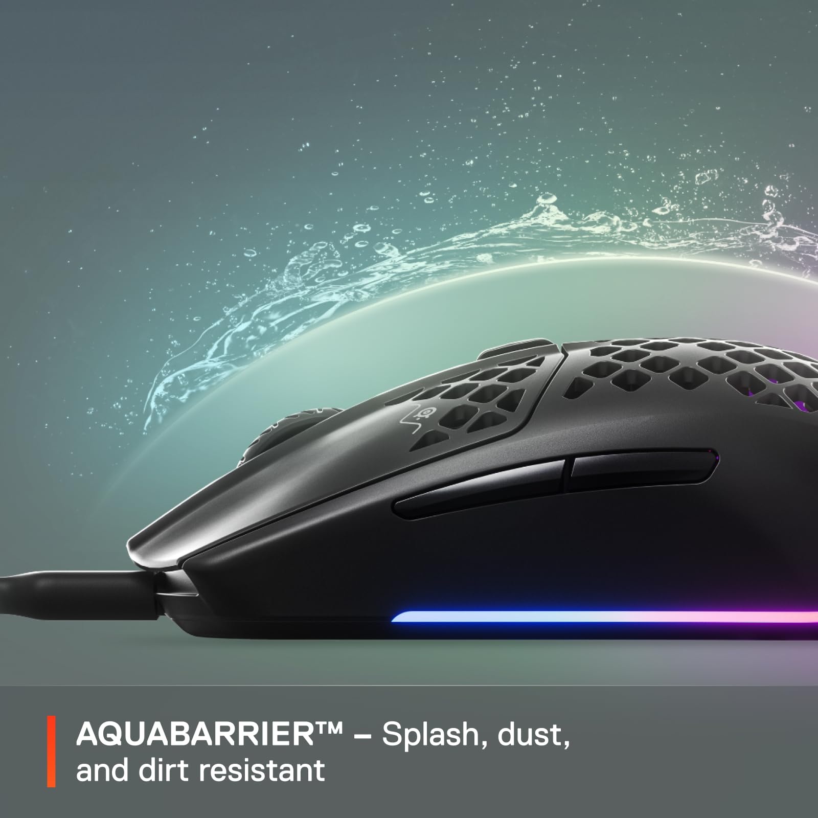 SteelSeries Aerox 3 – 59 g ultraleichte Holey RGB-Gaming-Maus mit IP54 AquaBarrier