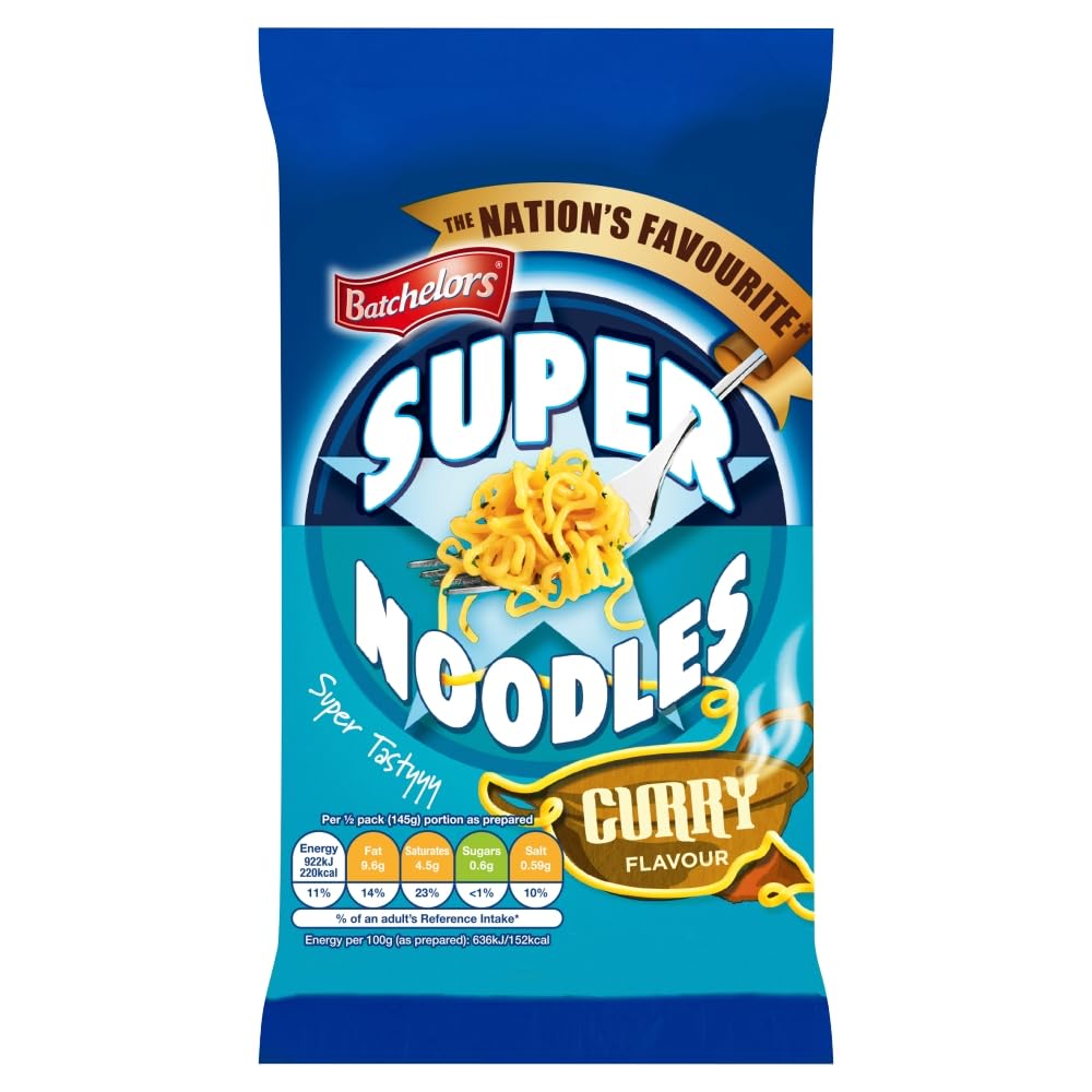 Batchelors Super Noodles, Curry-Geschmack, Instant-Snack, 90-g-Packung, Fertig in 4 Minuten