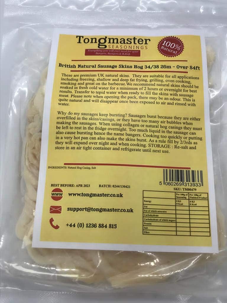 Tongmaster - Natürliche Schweinewursthüllen 34/38 mm 26 m