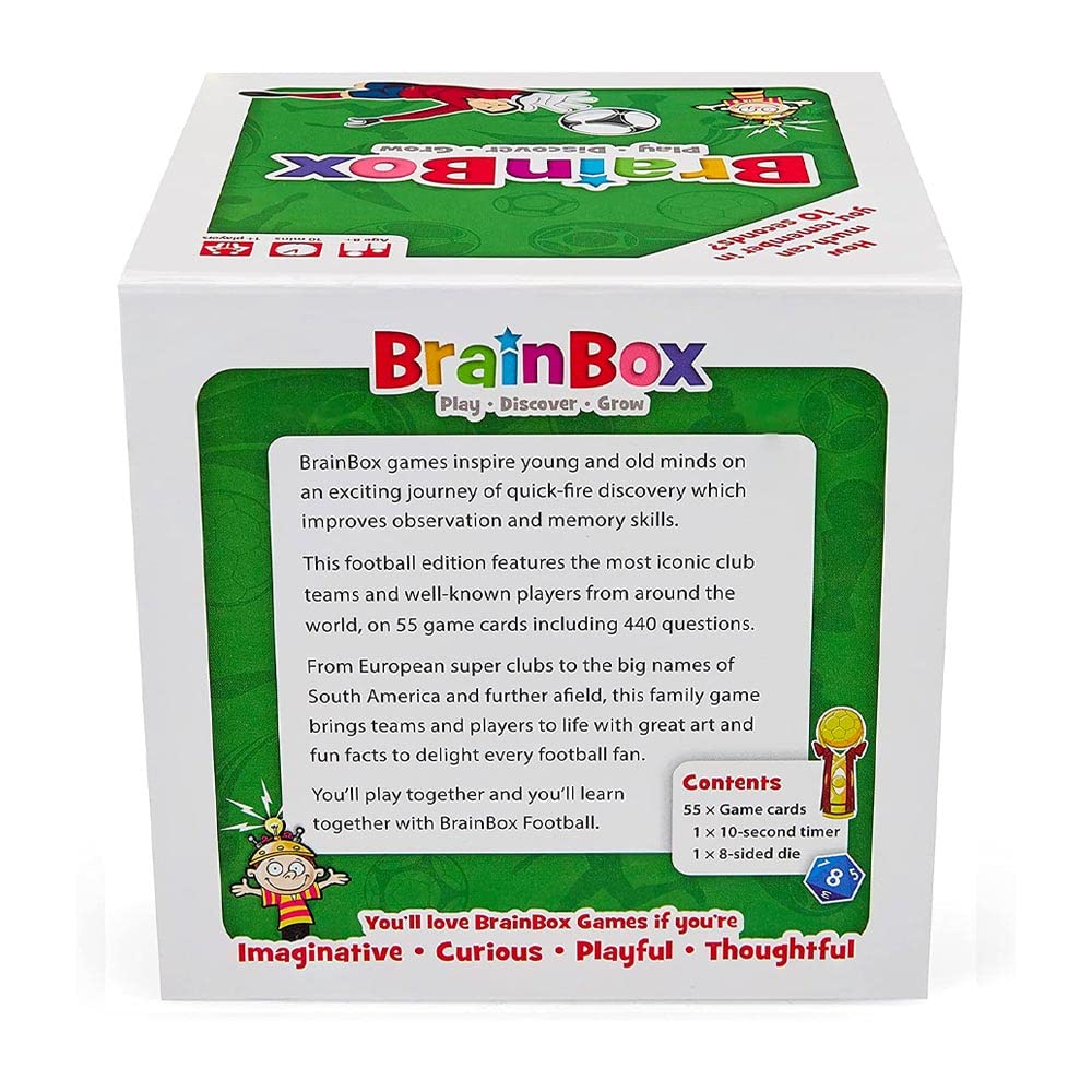 BrainBox Fußball-Kartenspiel | 55 illustrierte Clubkarten | Gedächtnis- und Beobachtungsspiel