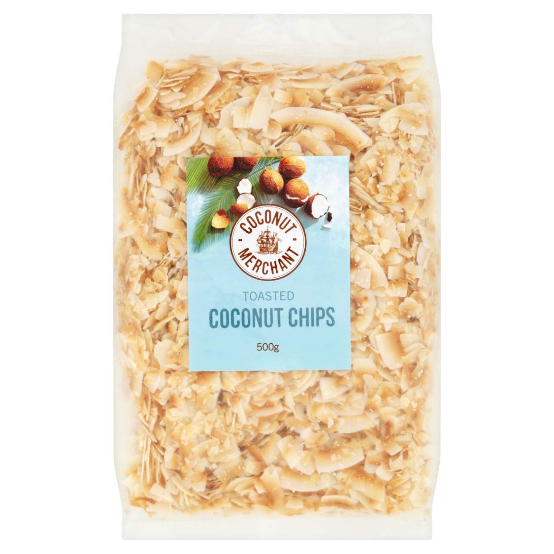 Coconut Merchant Geröstete Kokosnusschips (500 g) – Vegan, niedriger GI, ethisch bezogen