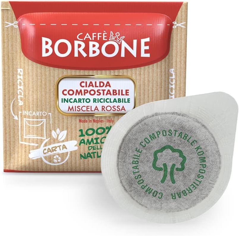 CAFFÈ BORBONE Red Blend kompostierbare Kaffeepads – 100er-Packung – ESE 44 mm kompatibel