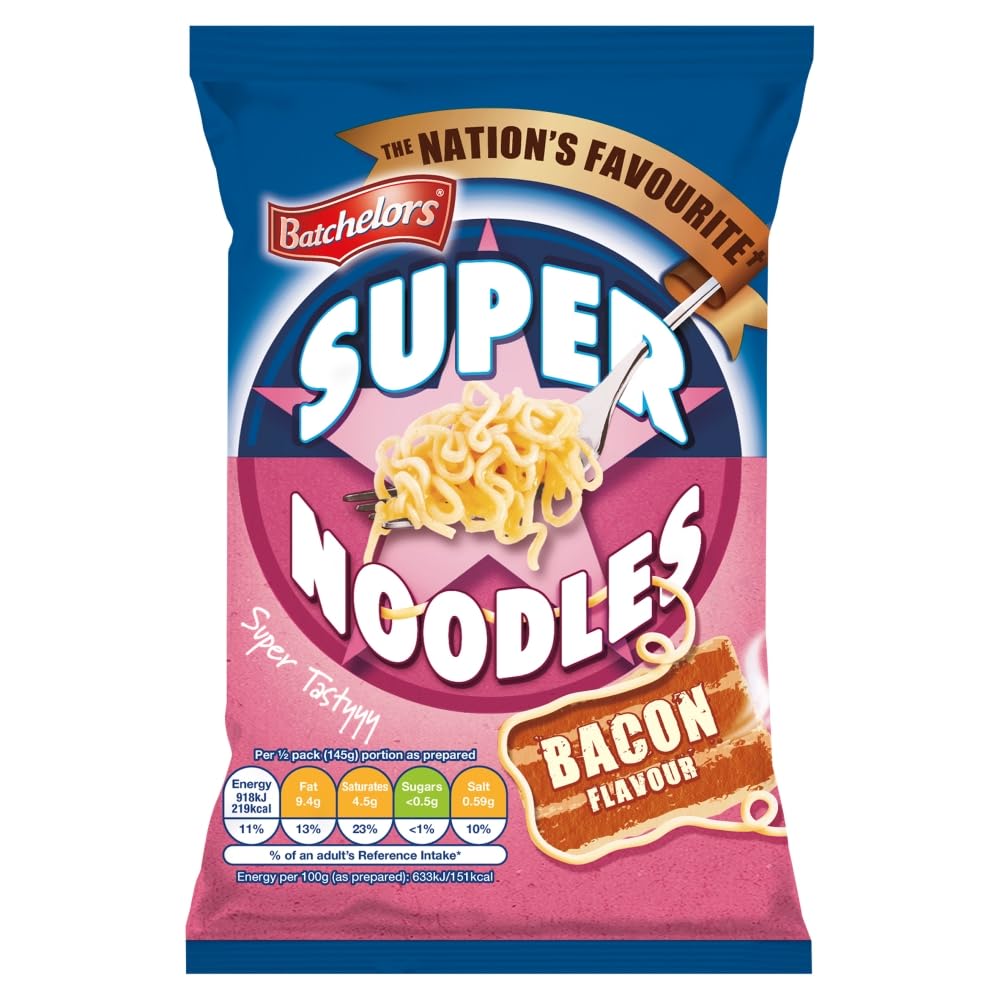 Batchelors Super Noodles Instant-Snack mit Speckgeschmack, 90 g