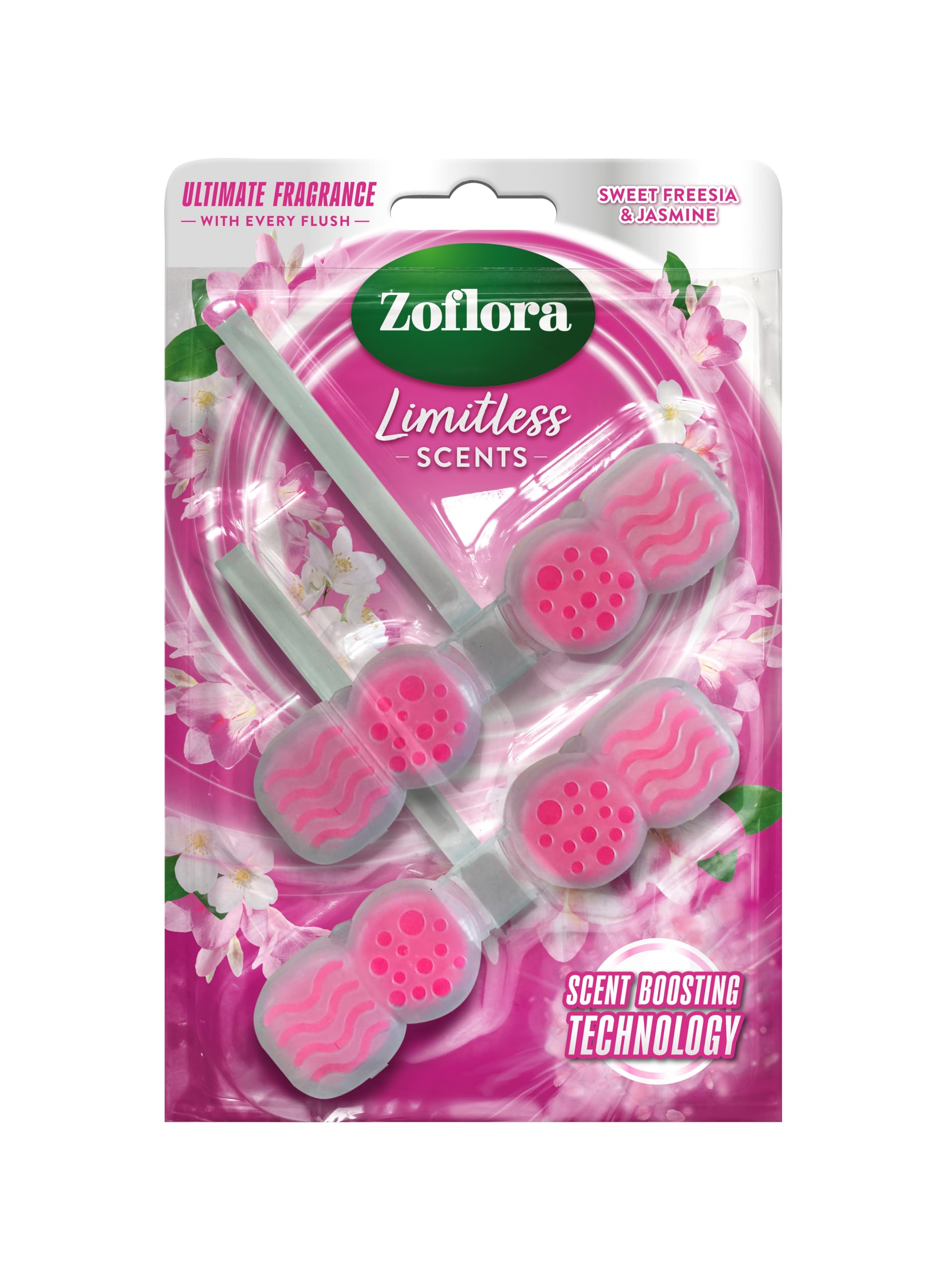 Zoflora – Freesia & Jasmine Fragrance Burst Toilettenrandsteine, 2 x 131 g