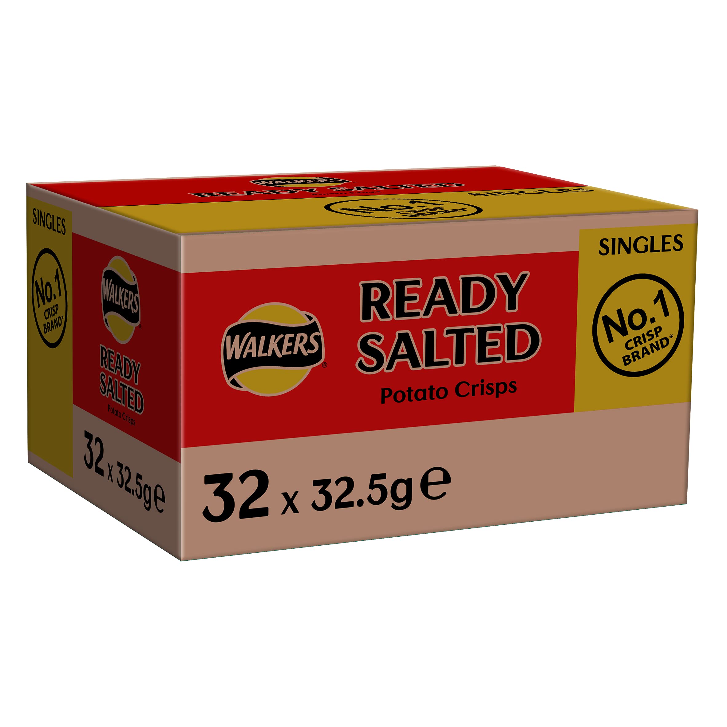 Walkers Ready Salted Crisps 32,5 g (Karton mit 32 Stück)