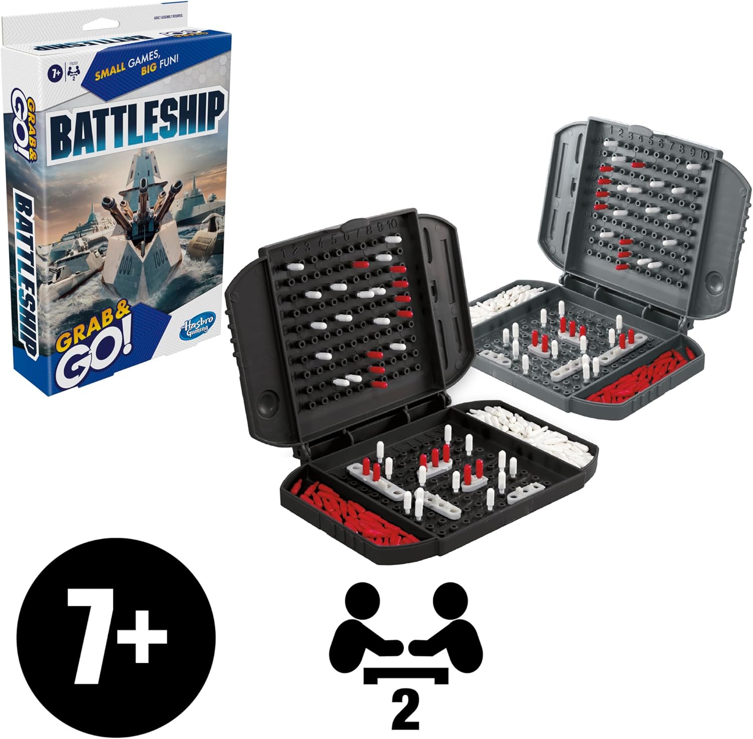 Hasbro Gaming Battleship Grab and Go Game, tragbares Strategie-Brettspiel für 2 Spieler