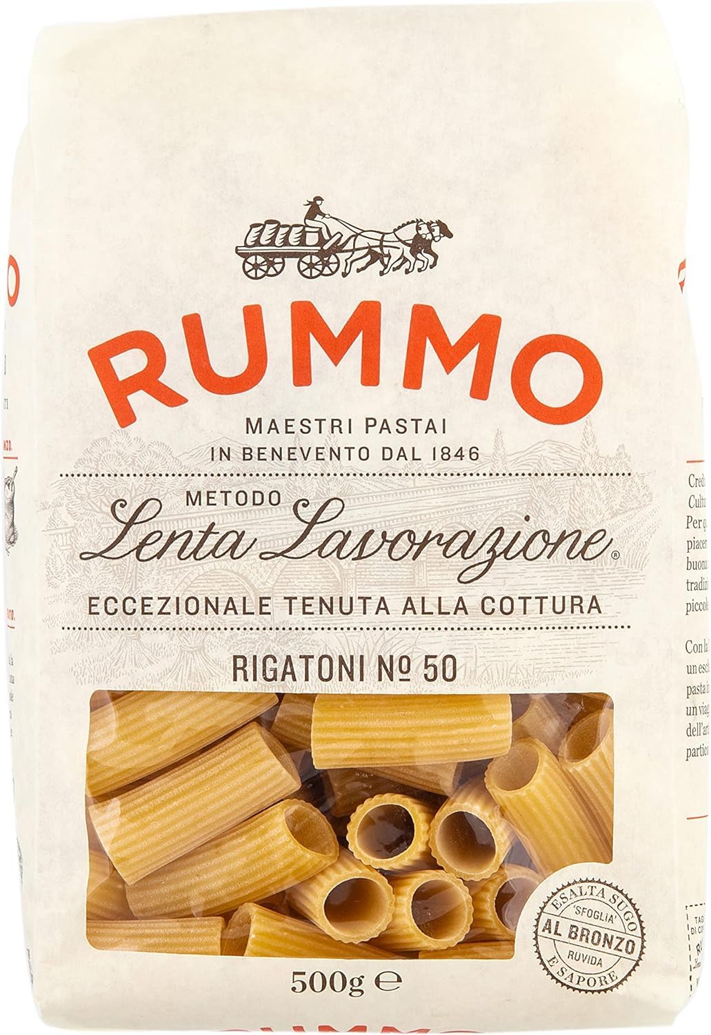 Rummo Rigatoni Nr. 50 – italienische Bio-Röhrennudeln, 500 g