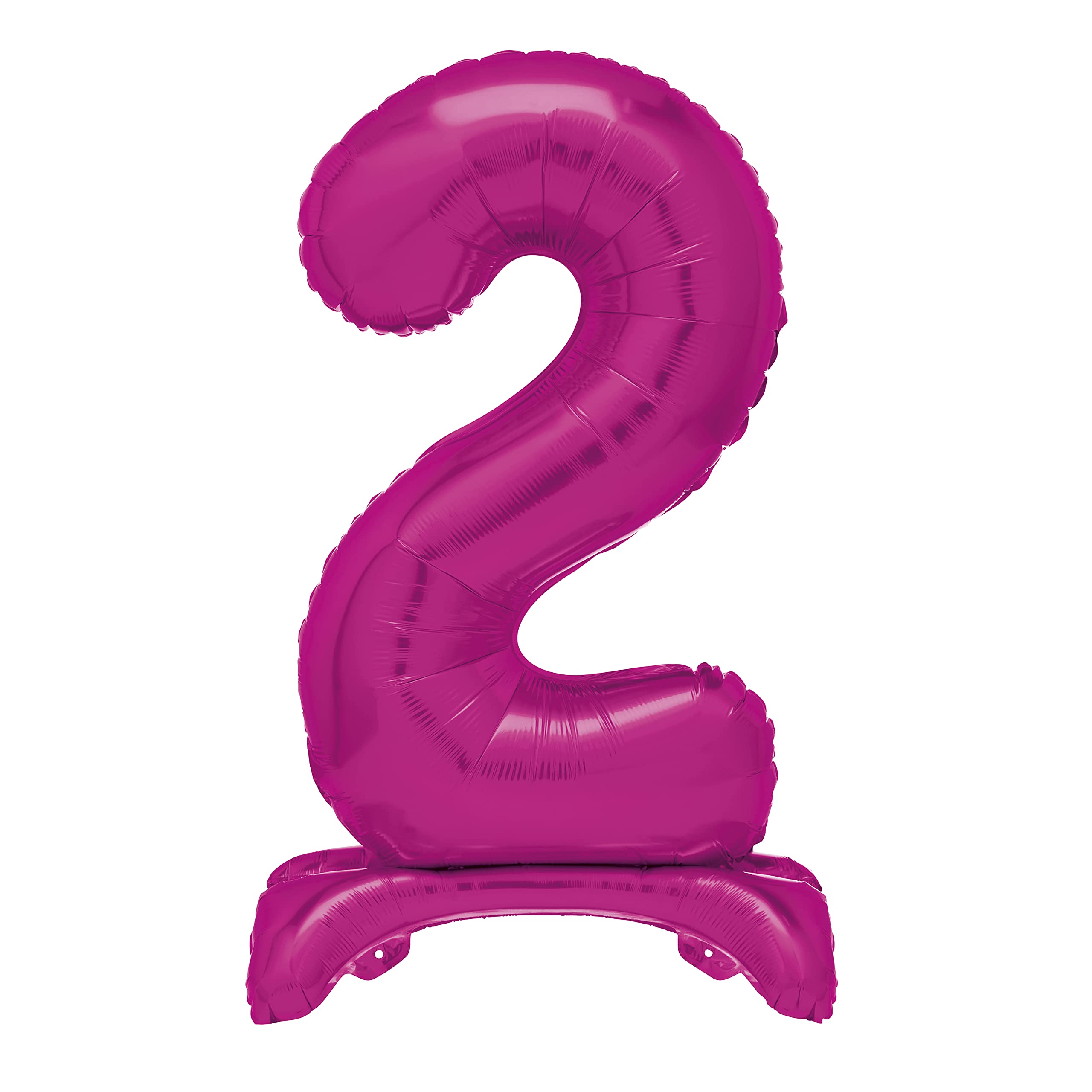 Einzigartiger, pinkfarbener Folienballon mit der Zahl 2, stehend, 76,2 cm – Partydekoration für den 2. Geburtstag