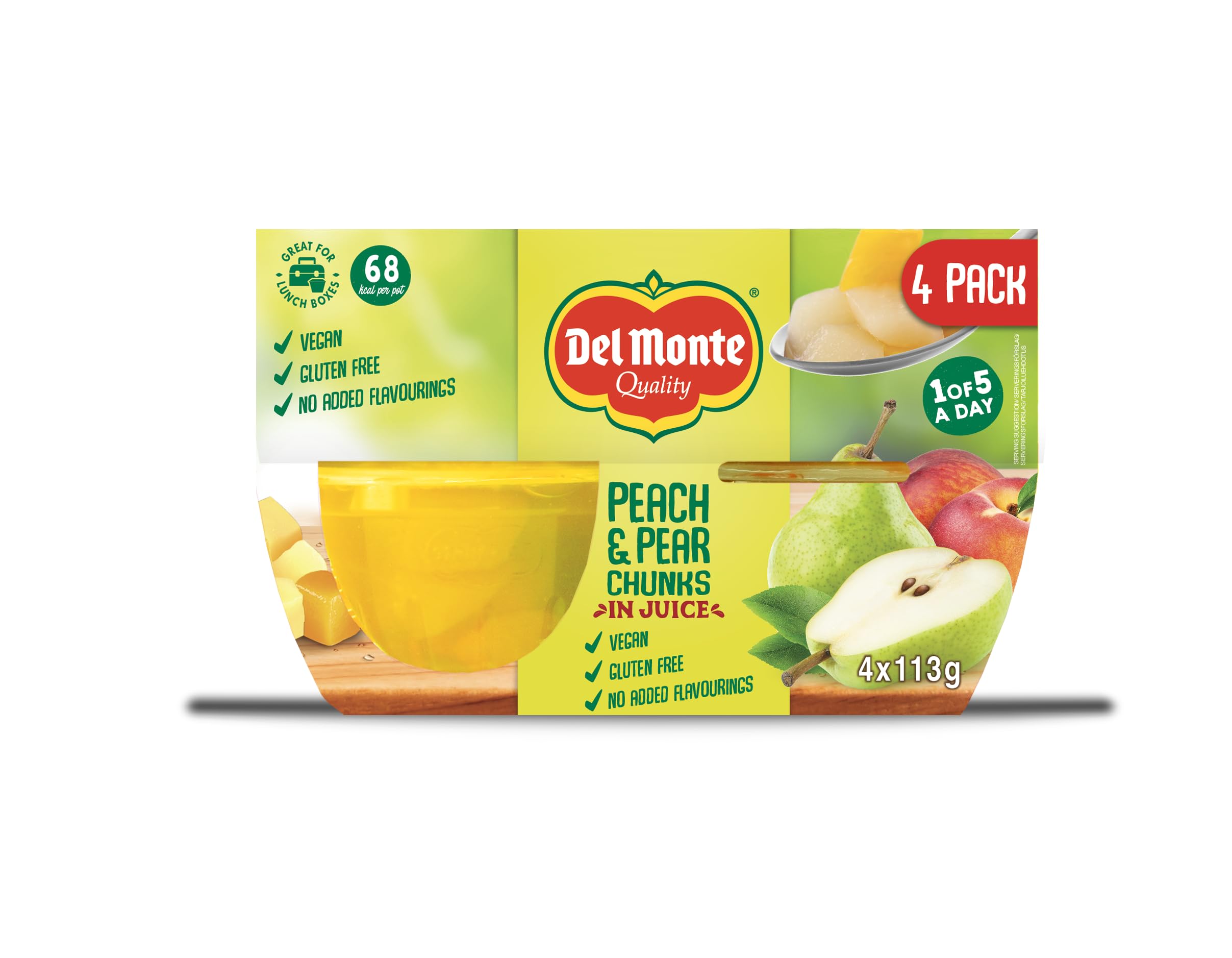 Del Monte Peach & Pear Chunks in Juice Fruit Pot 12 x 113g