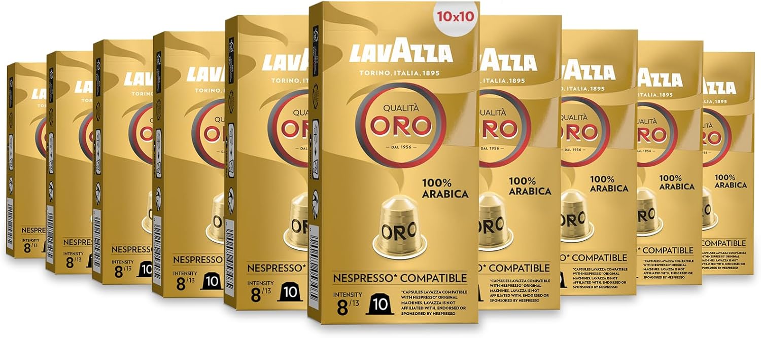 Lavazza Qualità Oro Nespresso-kompatible Aluminiumkapseln – 100er-Pack, keine CO2-Auswirkungen