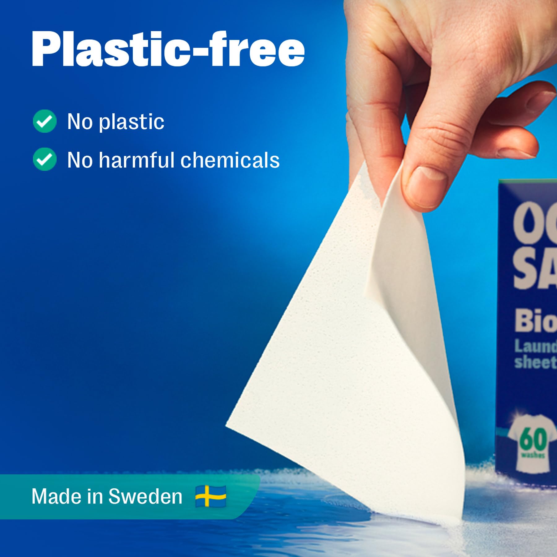 OceanSaver – Öko-Waschmitteltücher | Biologisch abbaubar, plastikfrei, hypoallergen