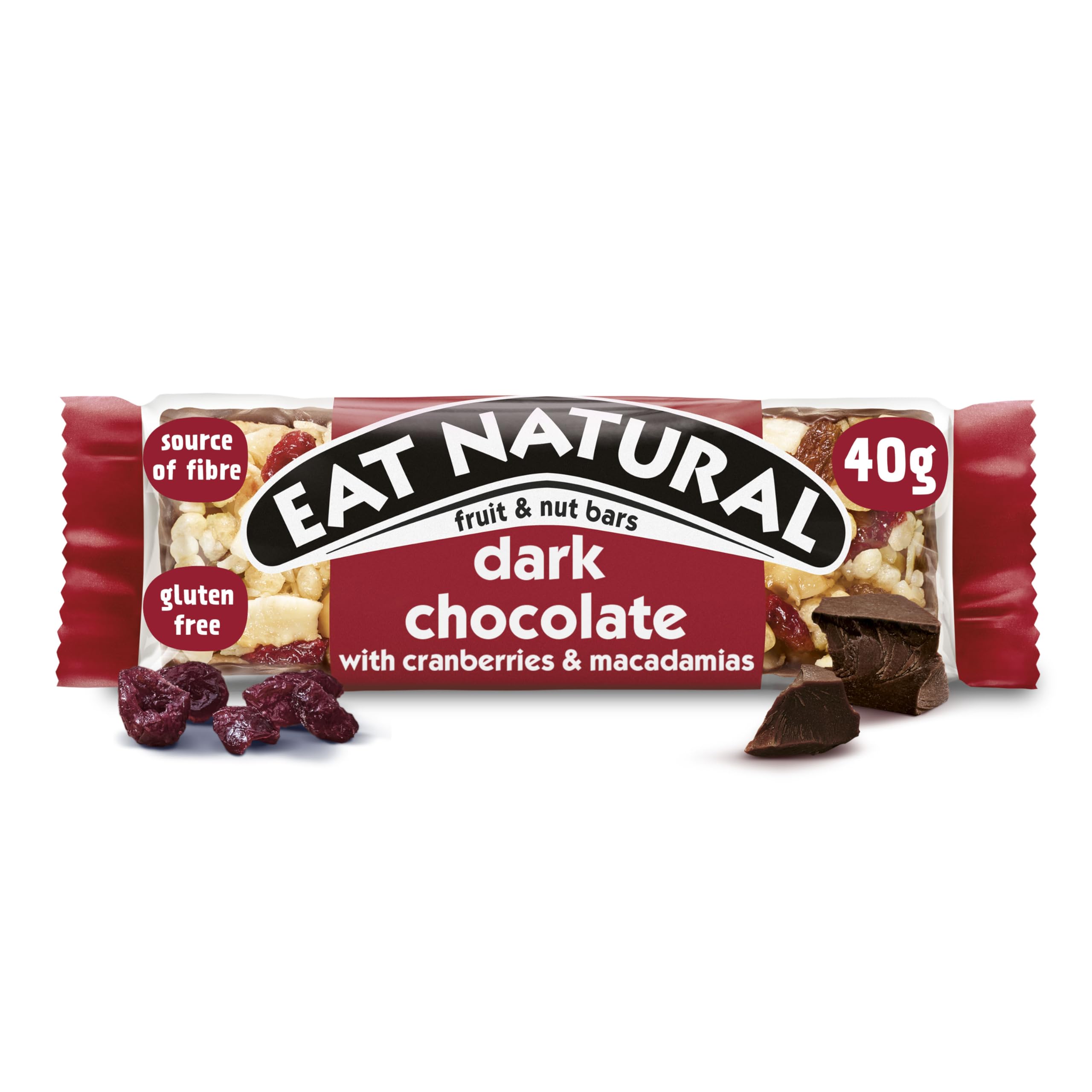 Eat Natural - Dunkle Schokolade mit Cranberries & Macadamias Frucht- und Nussriegel (30 g)