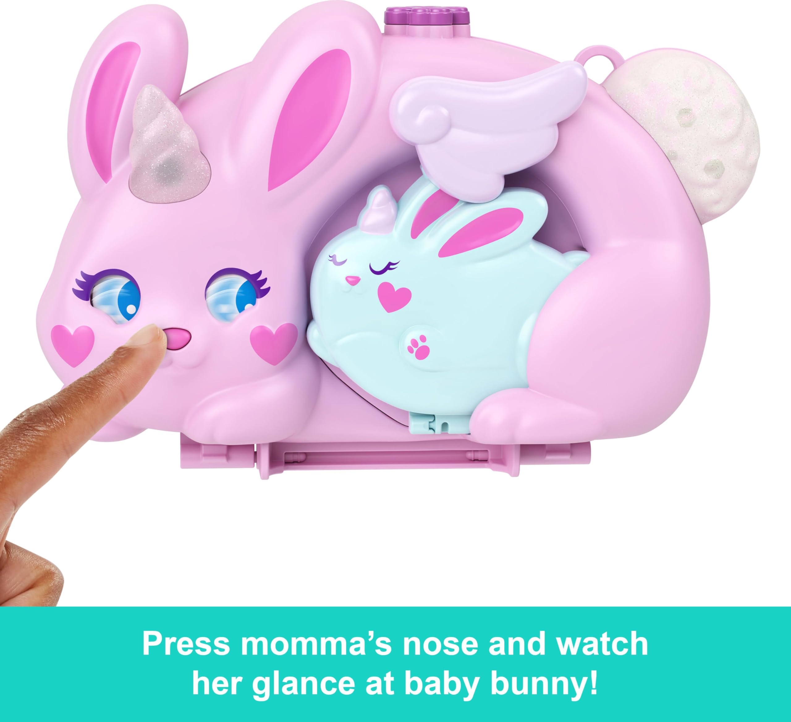 Polly Pocket 2-in-1 Bunny Fun Kompaktes Handtaschen-Spielset mit Mikropuppen und Zubehör