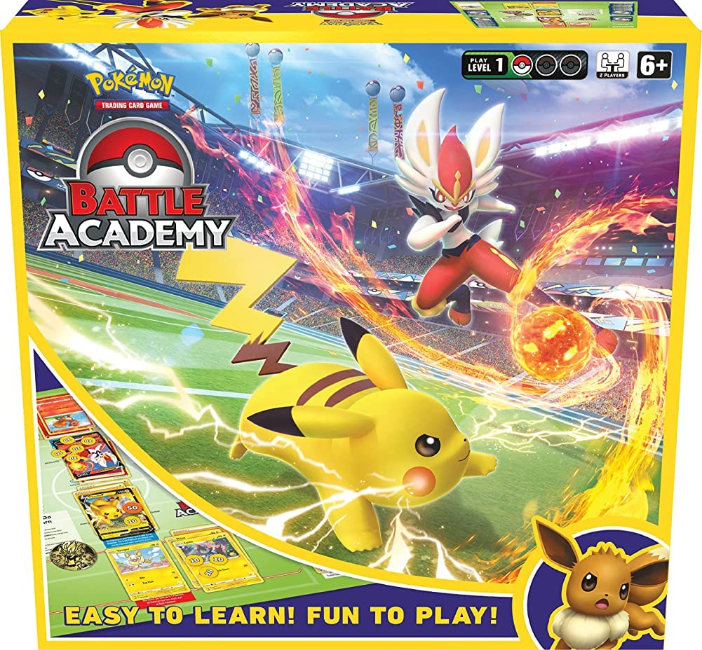Pokémon-Sammelkartenspiel Battle Academy mit Cinderace V, Pikachu V und Eevee V