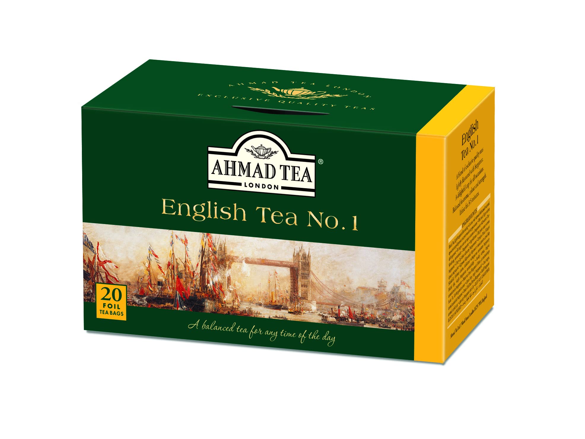 Ahmad Tea English Tea No.1 Schwarzer Tee - 20 einzeln in Folie verpackte Teebeutel