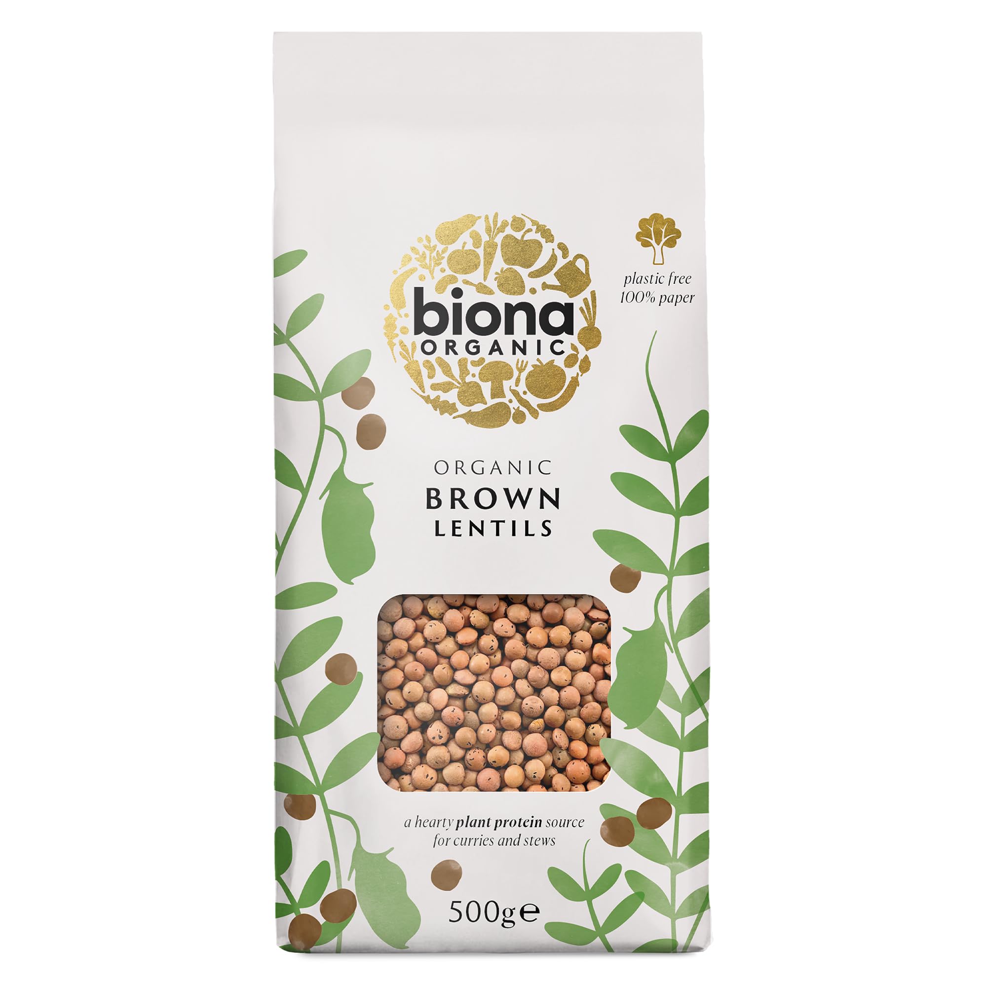 Biona Bio Braune Linsen, 500g - Bio-zertifiziert, vegan, protein- und ballaststoffreich