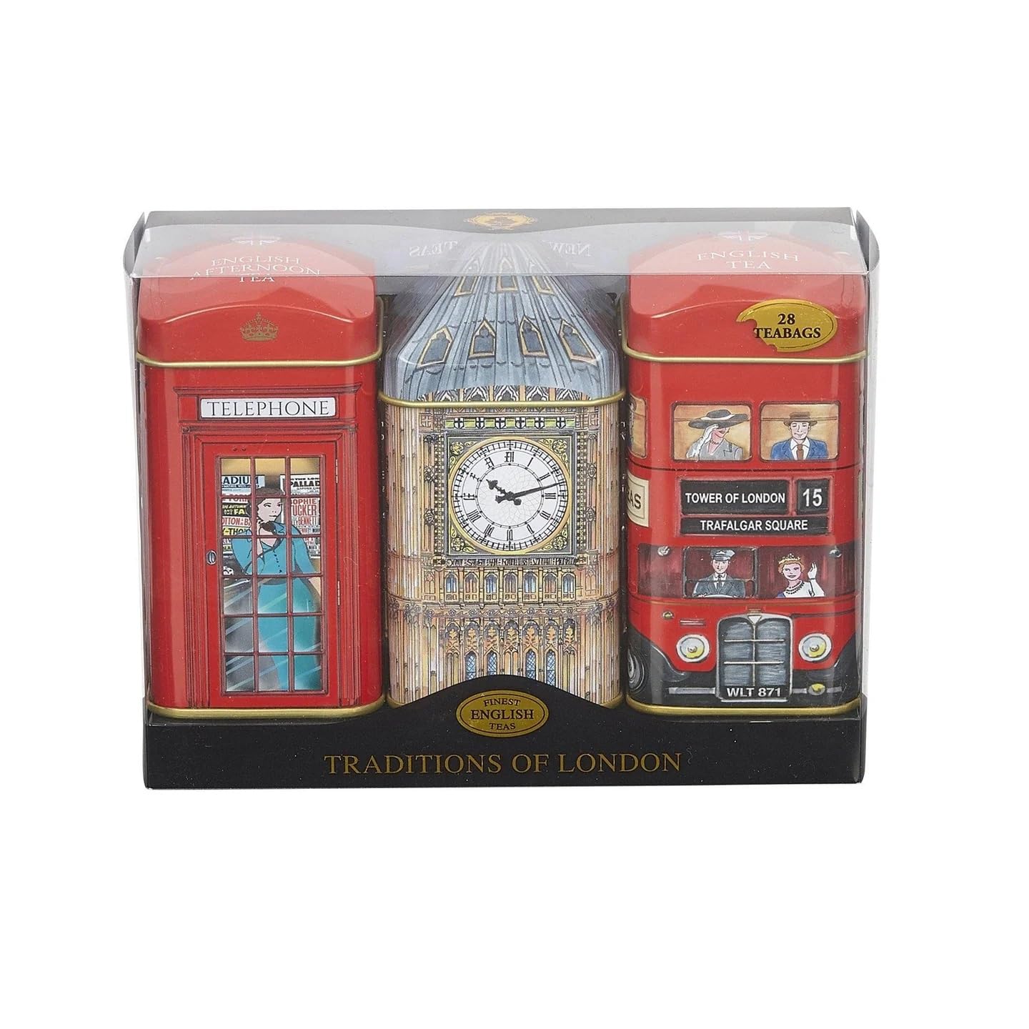 New English Teas Heritage Selection Dreifachdose, 28 Teebeutel – Big Ben, roter Bus und Telefonzelle