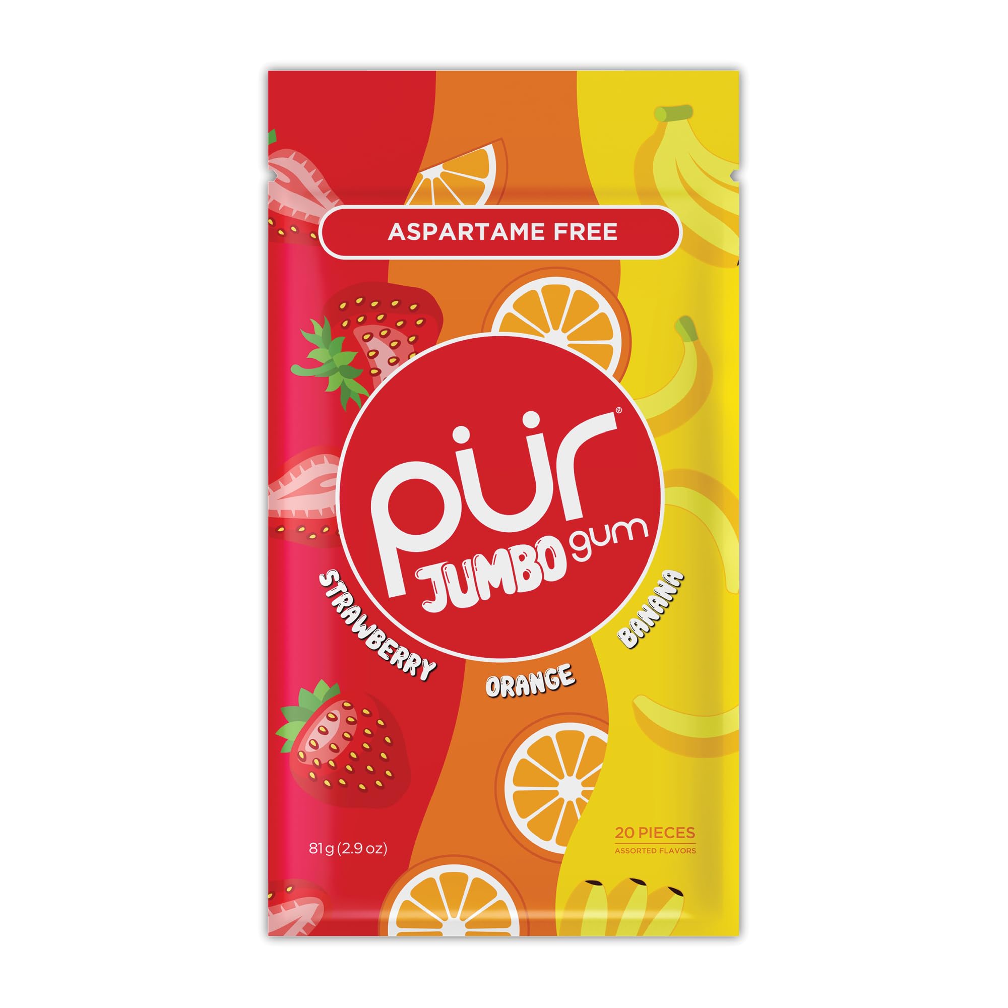 PUR - Jumbo Gum Kaugummi (81g, wiederverschließbarer Beutel)