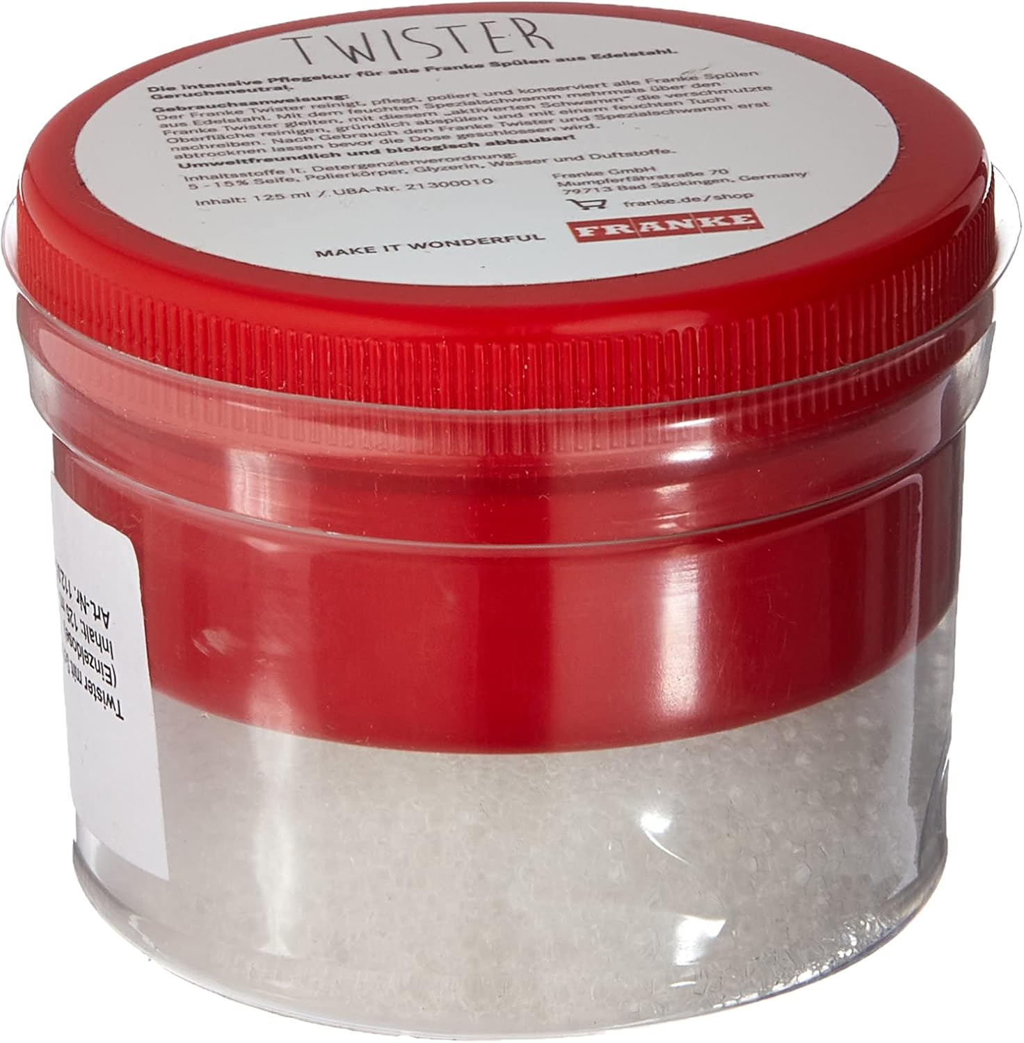 FRANKE Twister - Reinigungs- und Pflegepaste für Edelstahlspülen, 125 ml mit Schwamm