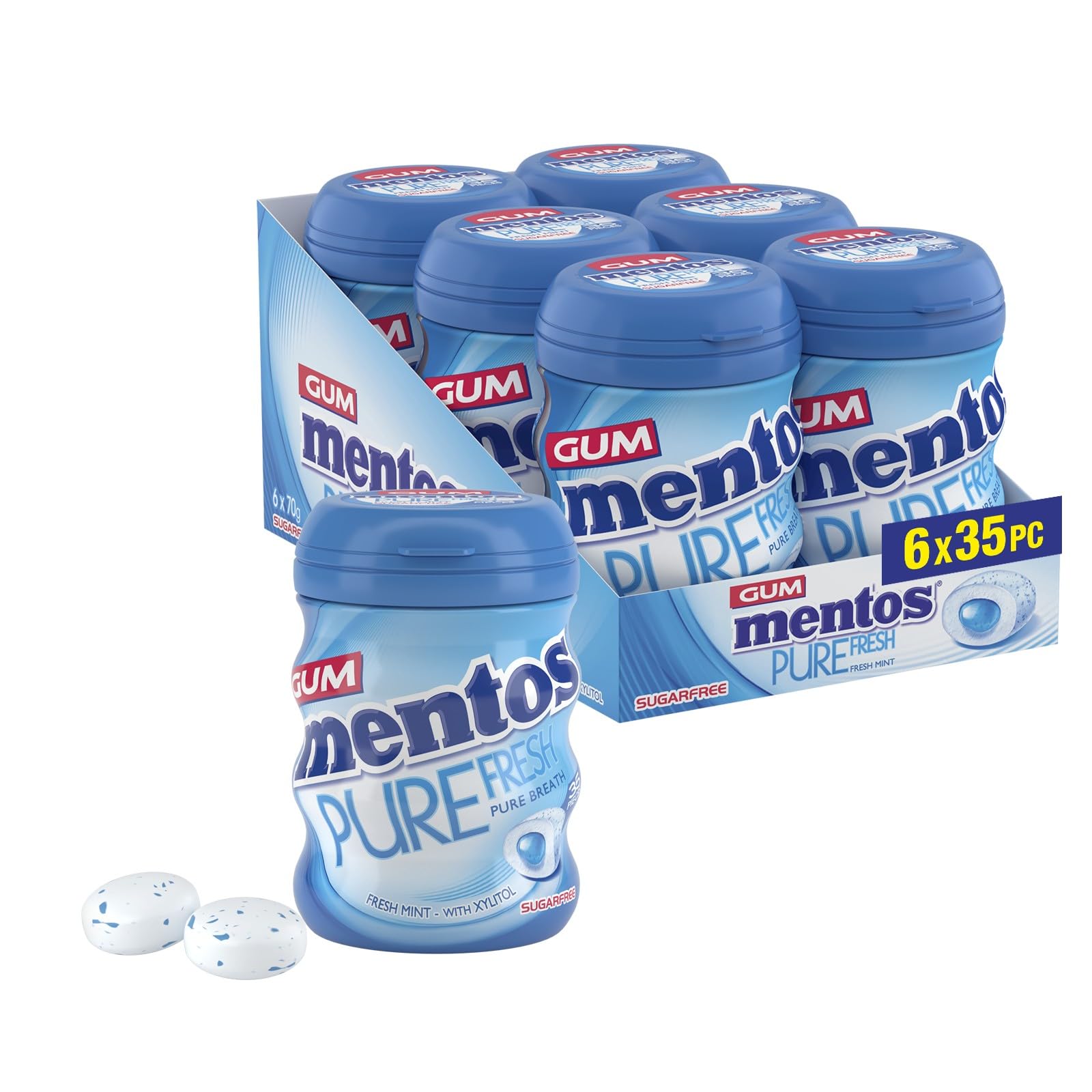Mentos Pure Fresh Fresh Mint Kaugummi 35 Stück – zuckerfrei, erfrischend