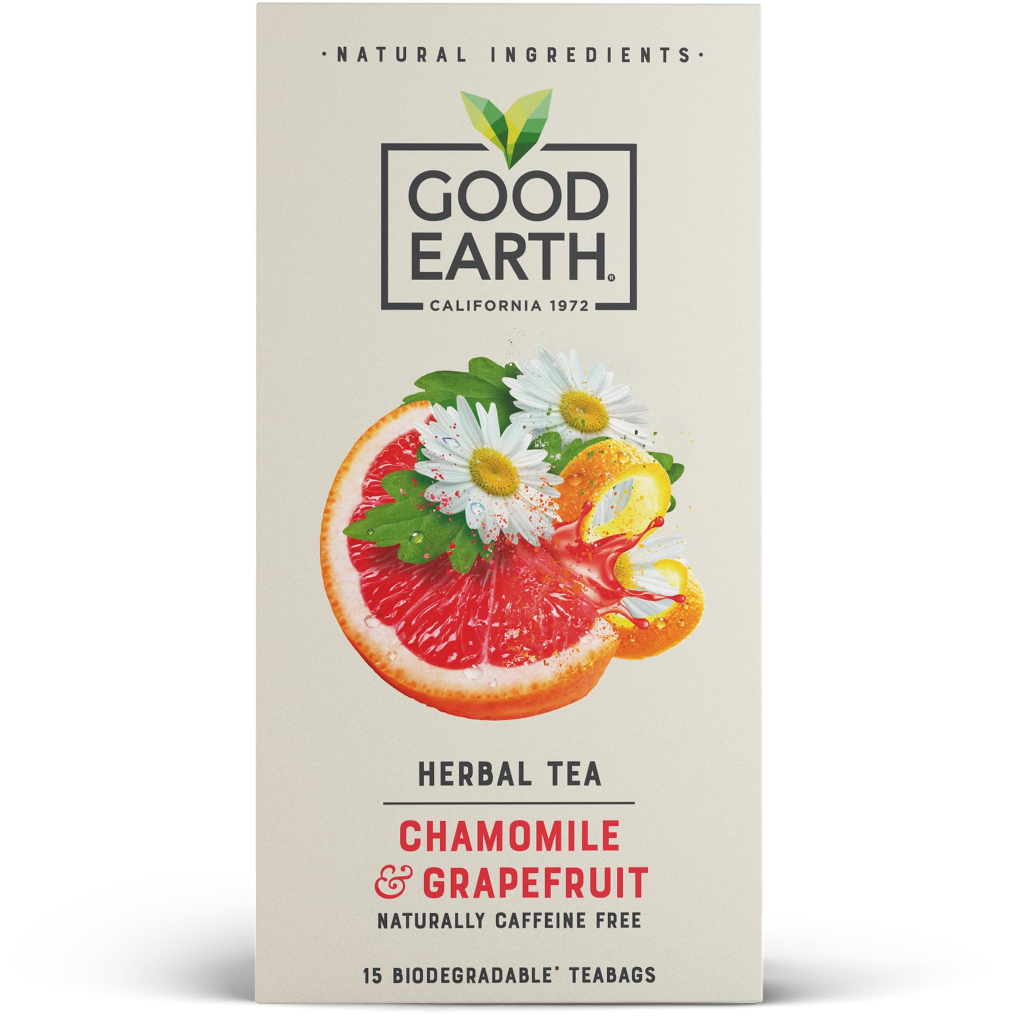 Good Earth Tea Co. Kamille- und Grapefruit-Teebeutel – Natürlich koffeinfreier Kräutertee