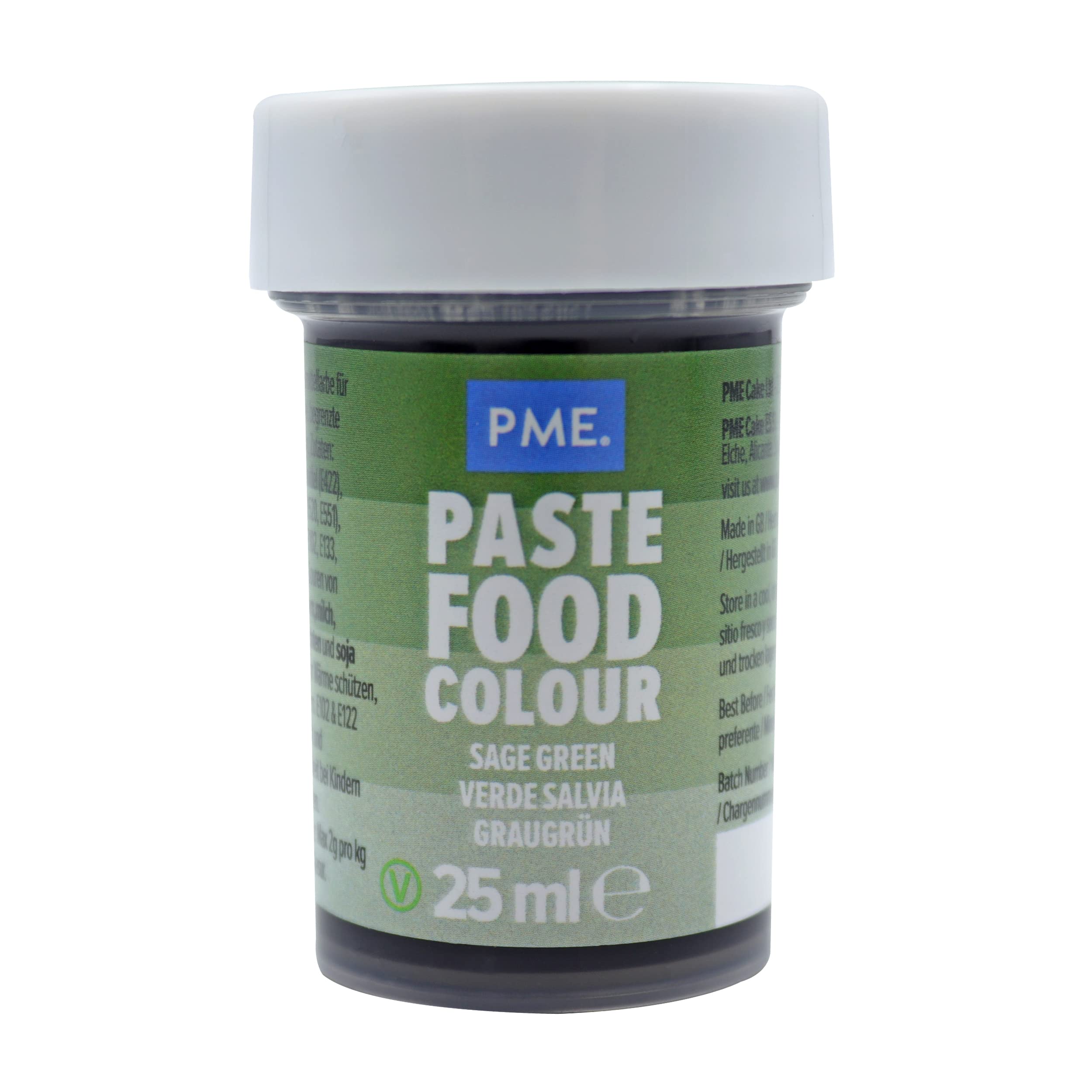 PME Paste Lebensmittelfarbe Salbeigrün 25 g – Konzentrierte Gelpaste zum Backen