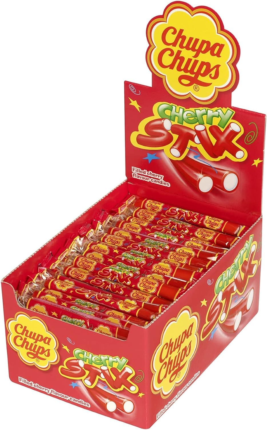 Chupa Chups Cherry Stix – Kaubonbons mit Fondantfüllung, 150er-Packung