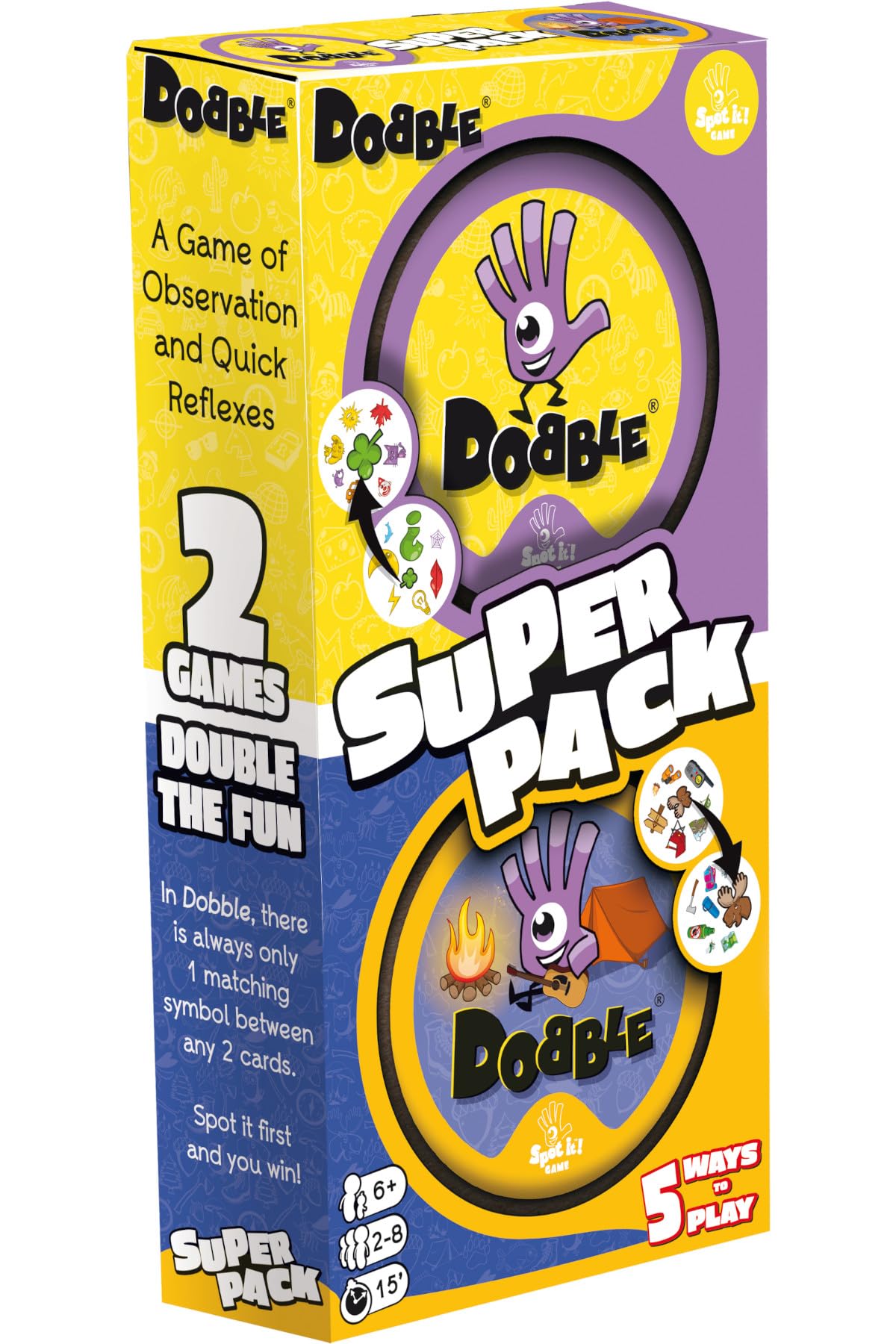 Asmodee Dobble Super Pack (Camping + Classic) Familienkartenspiel für Kinder ab 6 Jahren