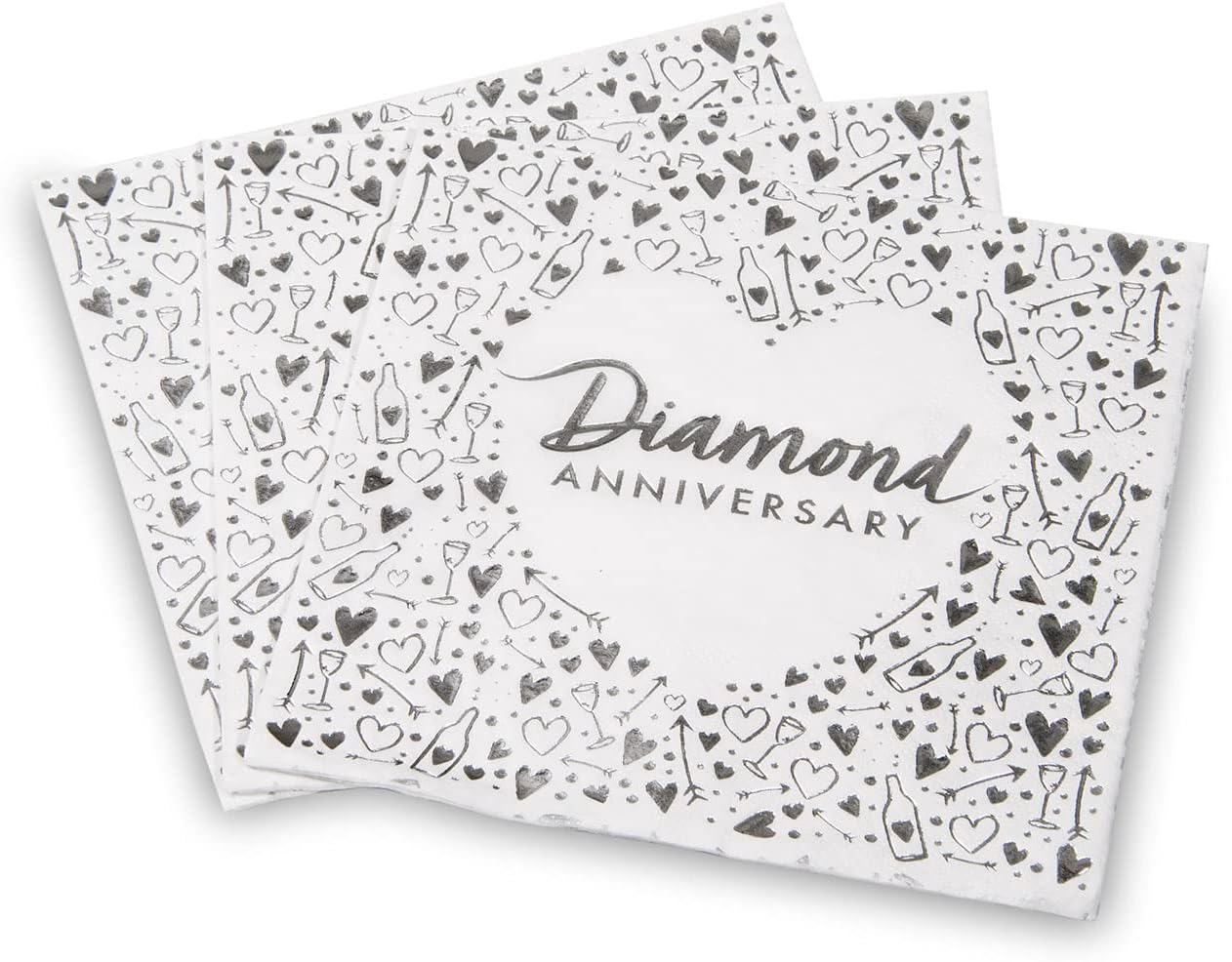 Creative Party Diamond Anniversary 3-lagige, folienbedruckte Lunchserviette