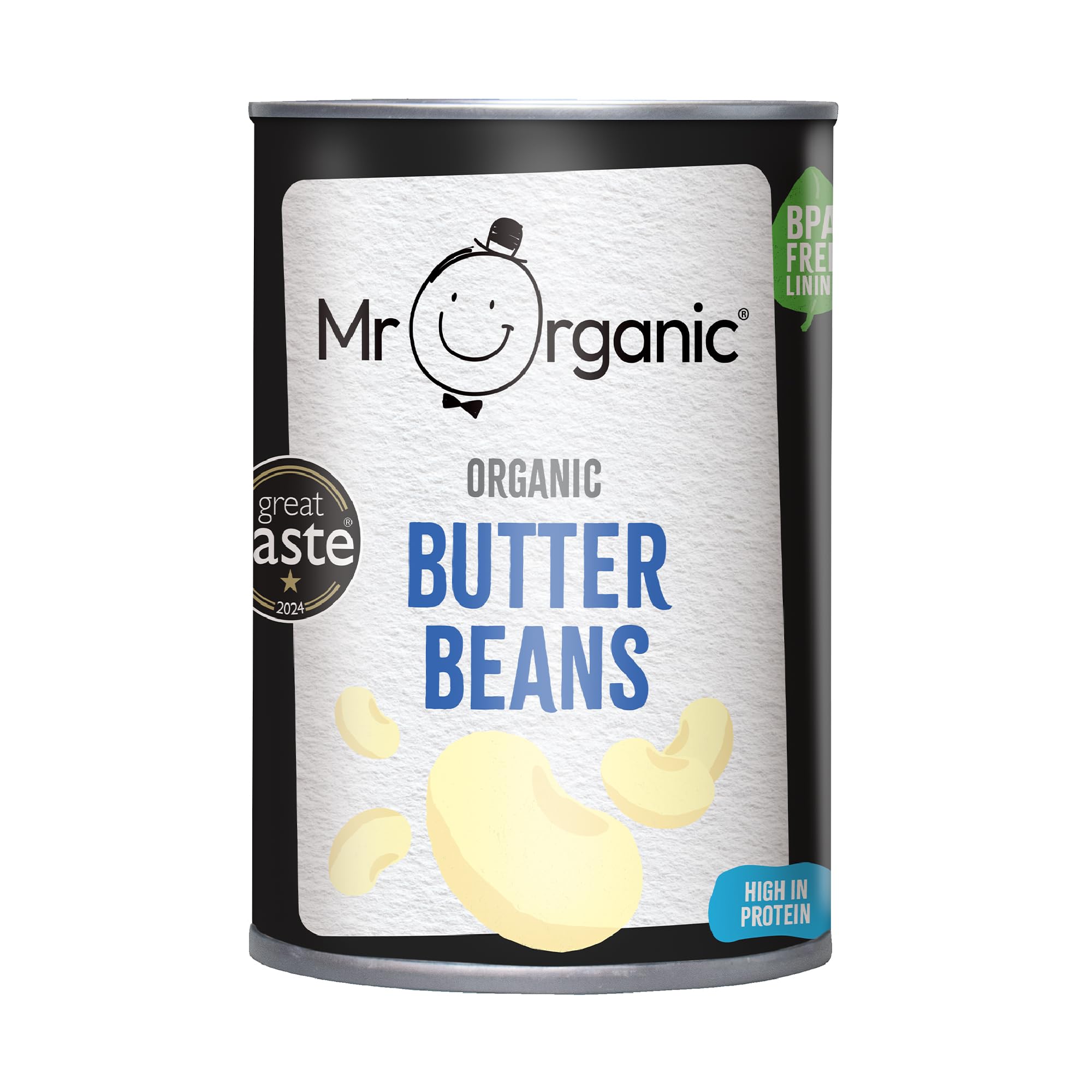 Mr Organic Butter Beans 400 g – Bio, vegan, glutenfrei, gentechnikfrei