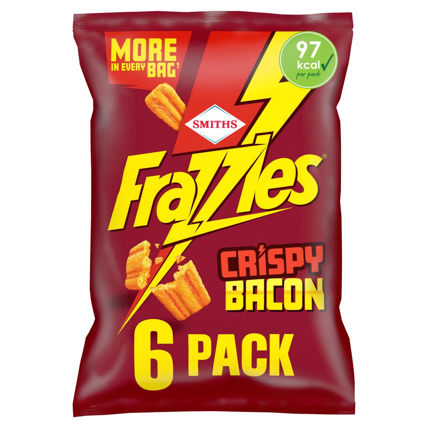 Frazzles Chips mit Speckgeschmack, 6er-Packung – gebacken, nicht frittiert, 97 kcal pro Packung