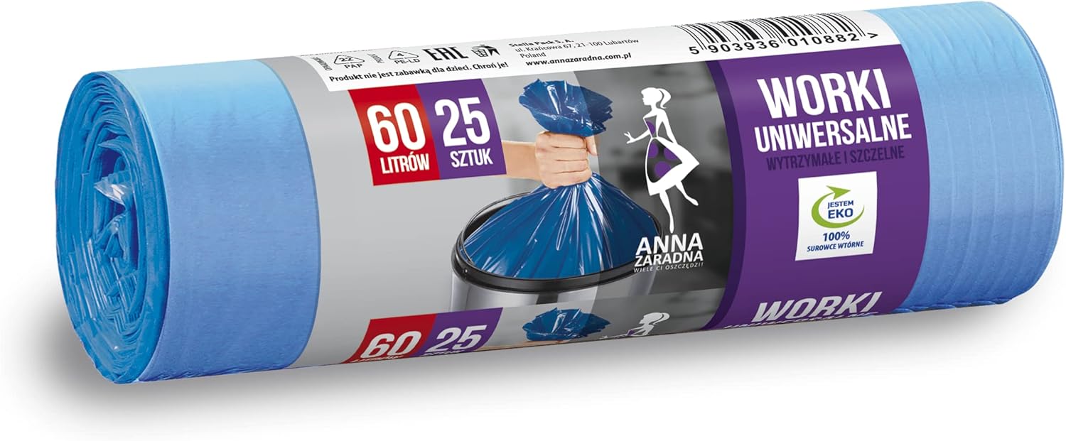 Anna Zaradna ST-AZ-010882 Universal-Müllbeutel, 60 l, 25 Stück, blau