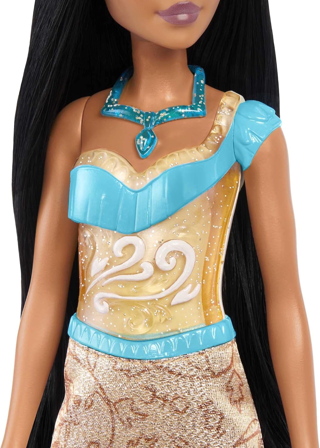 Disney Princess Pocahontas, bewegliche Modepuppe mit funkelndem Outfit und abnehmbarem Zubehör