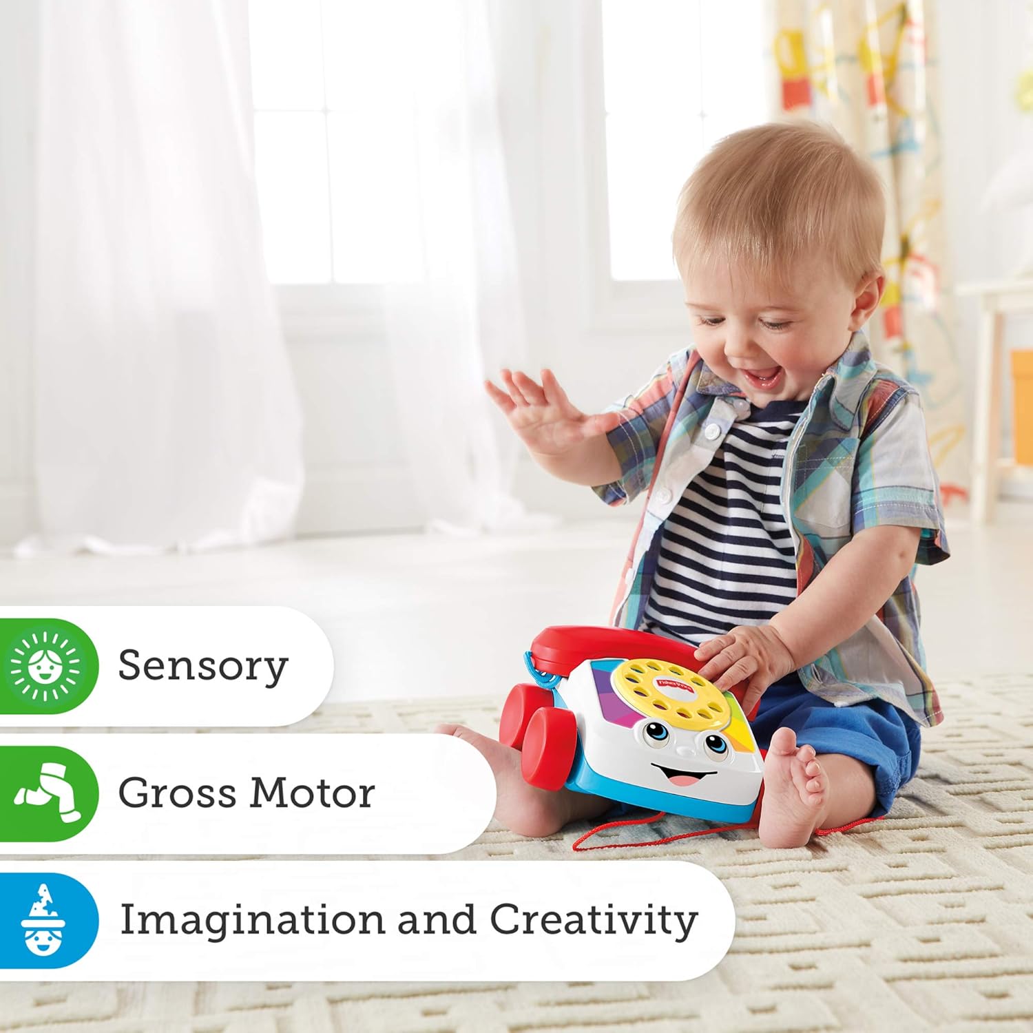 Fisher-Price Chatter-Telefon – Klassisches Nachziehspielzeug für Kleinkinder ab 12 Monaten
