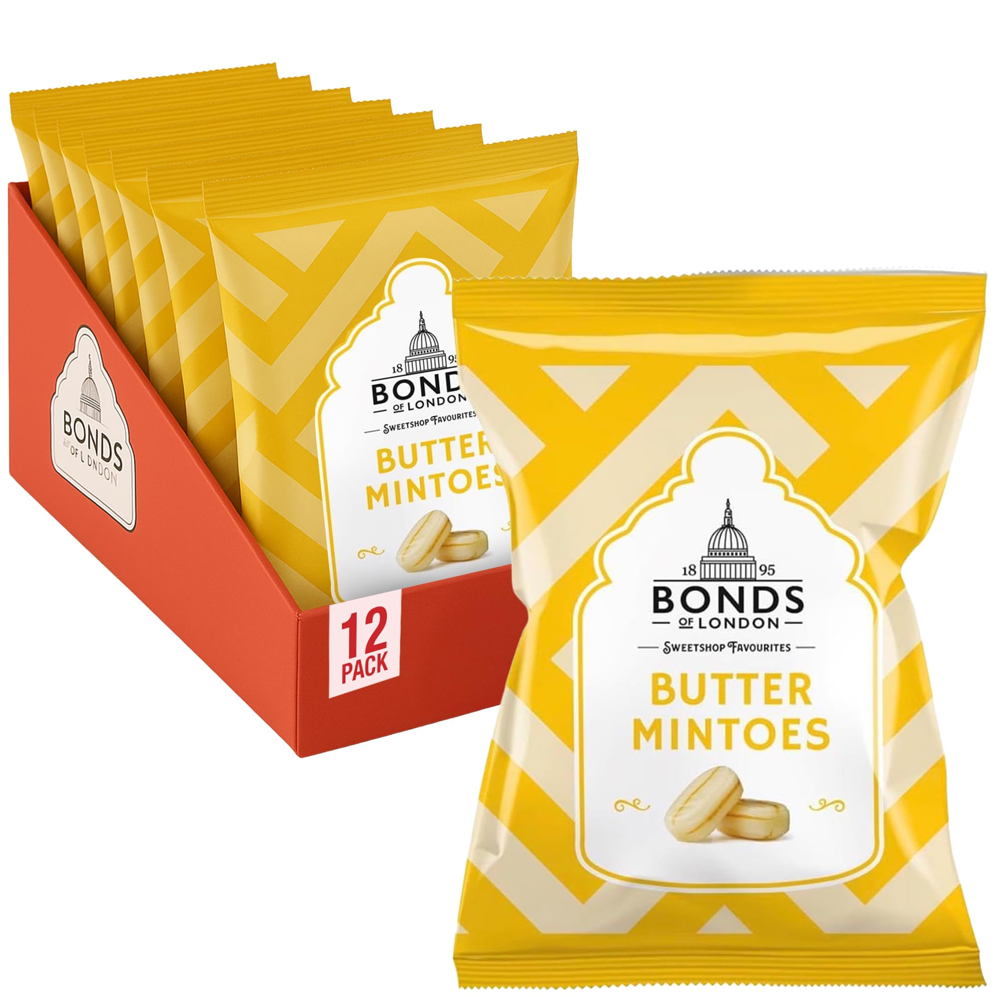 Bonds of London Butter Mintoes, Retro-Bonbons, vegetarisch, 120 g (12er-Pack)
