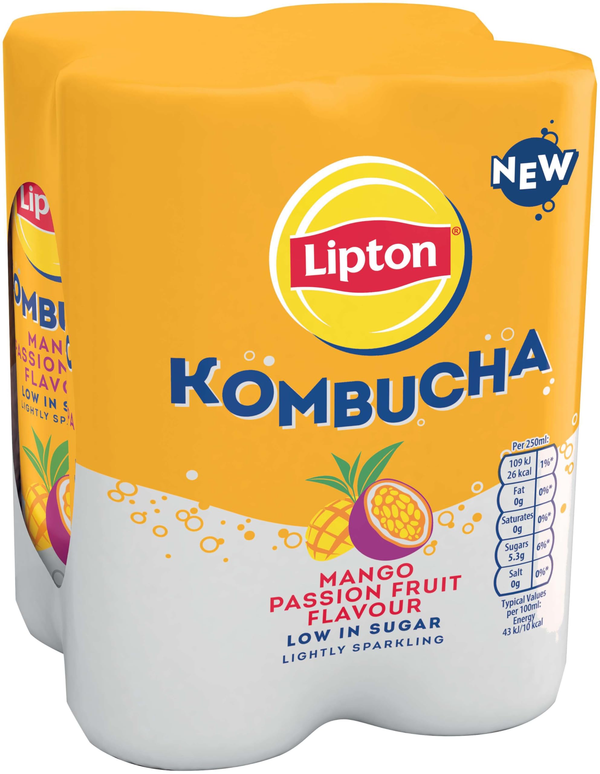 Lipton Kombucha Mango & Passionsfrucht, 250 ml (4er-Pack)