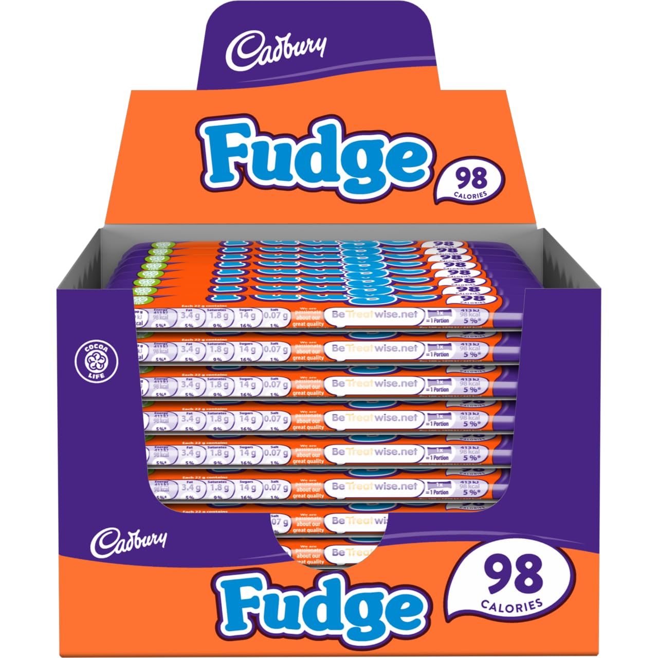 Cadbury Fudge Chocolate Bar 22g (Pack of 60) - Milk Chocolate Covered Fudge